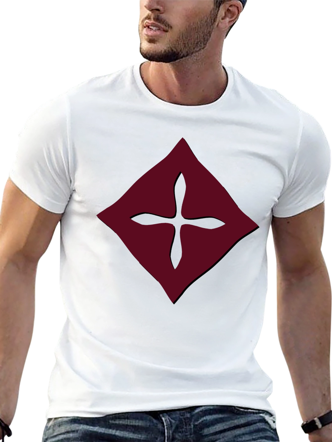 Black Burgundy Diamond Cross Graphic Tee - Men's Black Shirt view 13