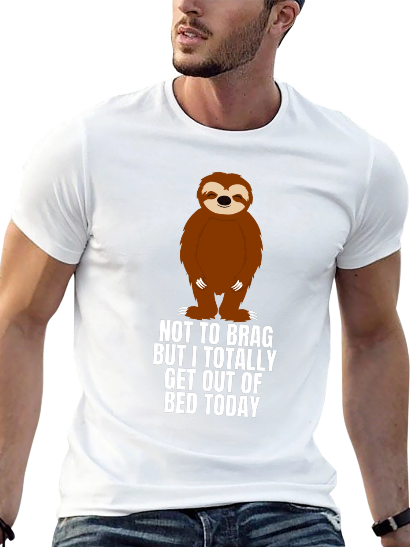 Black Sloth 'Out of Bed' Graphic T-Shirt view 13