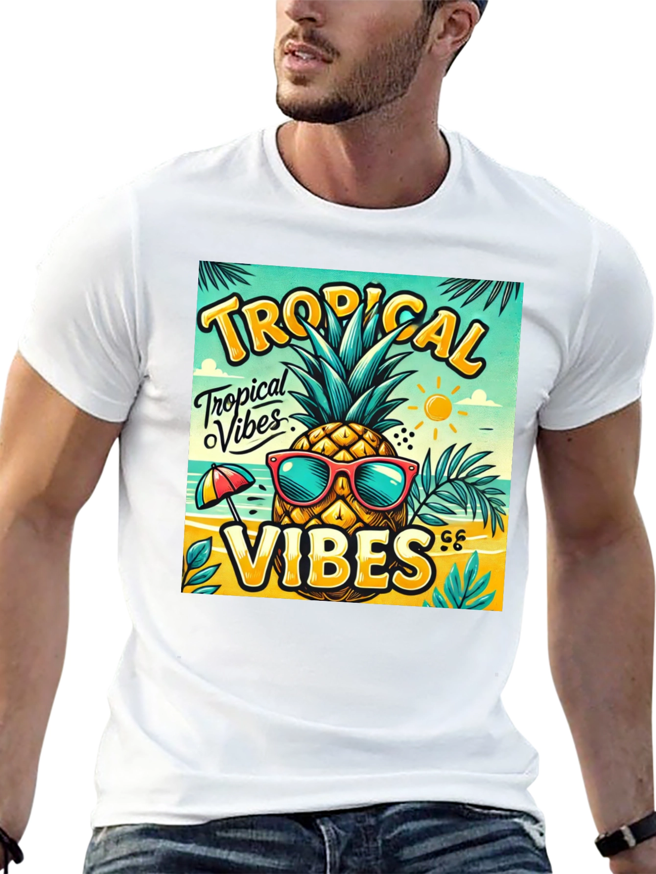 Black Tropical Vibes Pineapple T-Shirt view 13