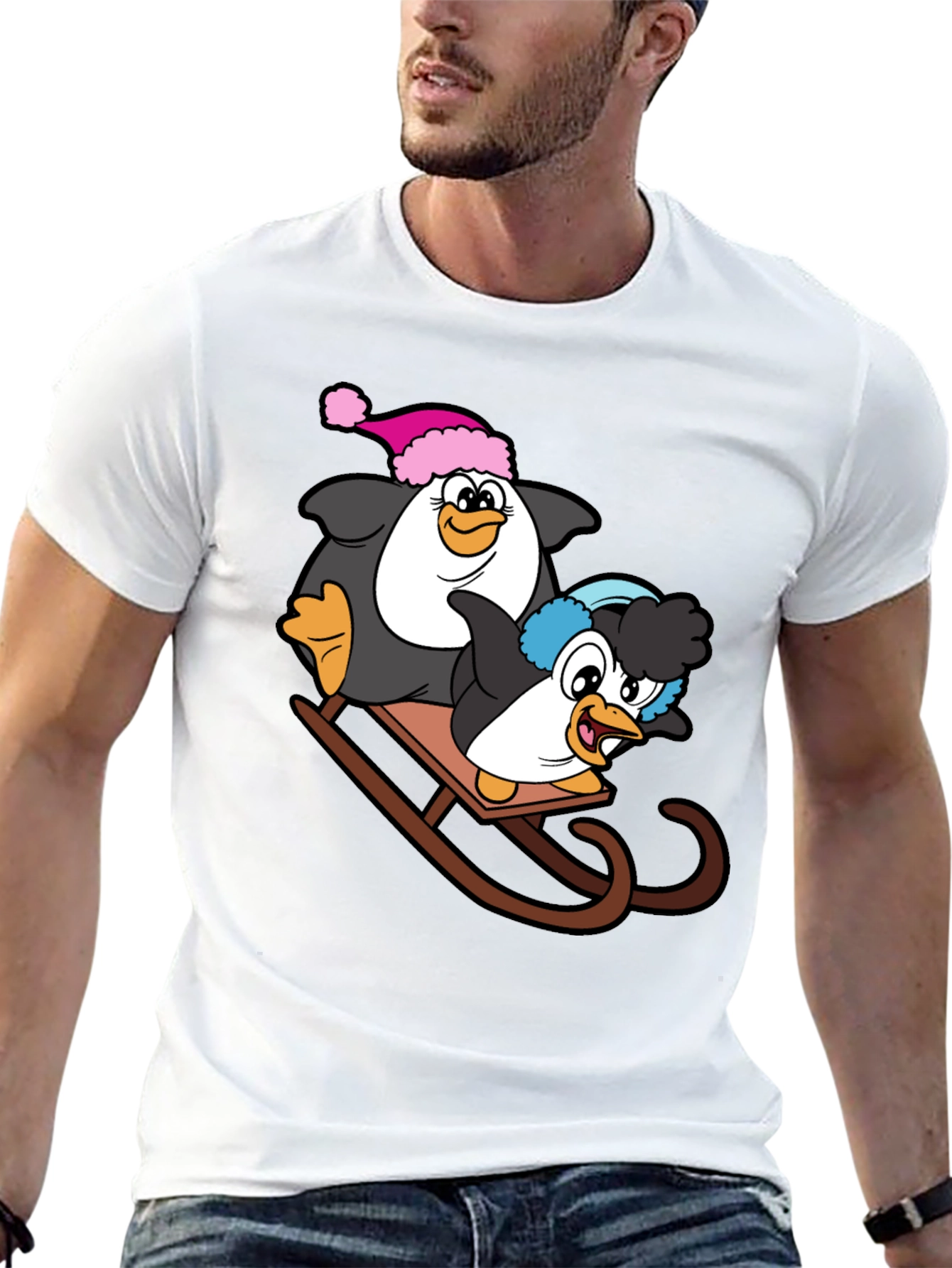 Black Penguin Sledding Graphic Tee view 13