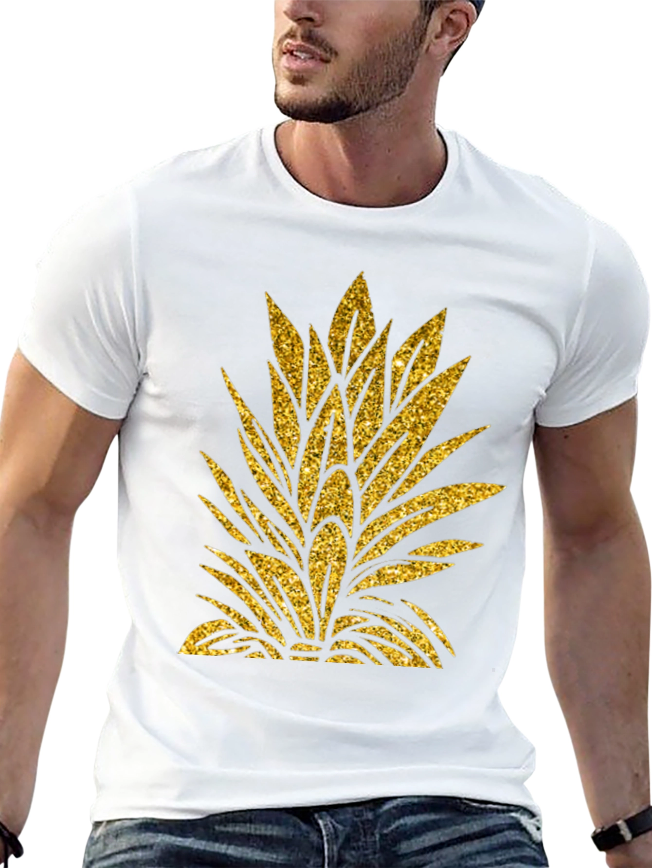 Black Gold Pineapple Leaf Graphic T-Shirt view 13