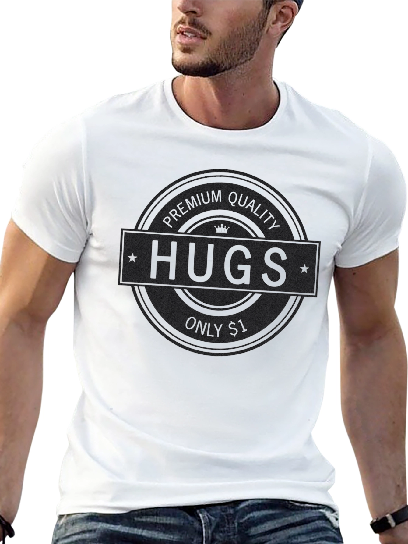 Black Premium Quality Hugs T-Shirt view 13