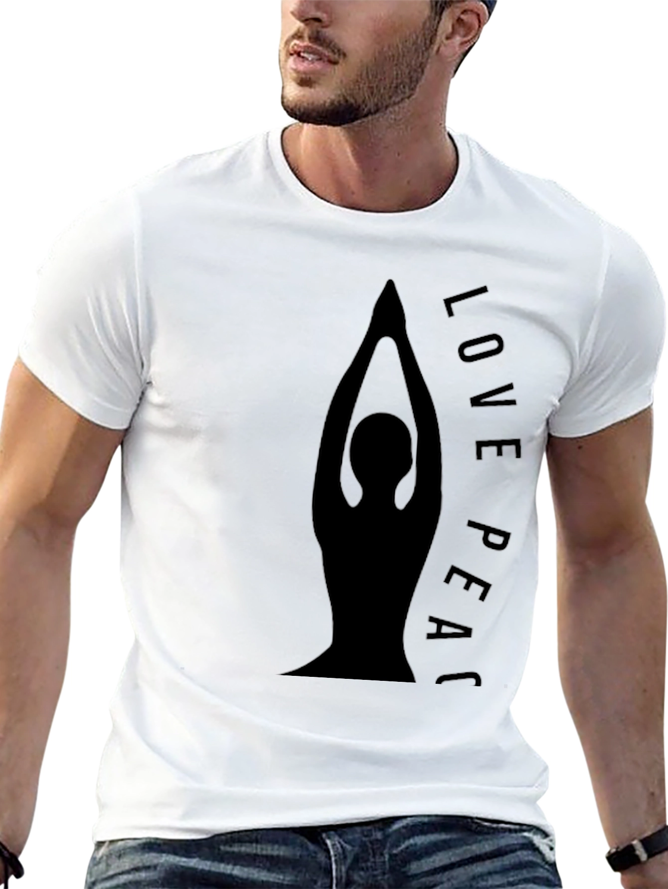 Black Yoga Love Peace Graphic Black T-Shirt view 13