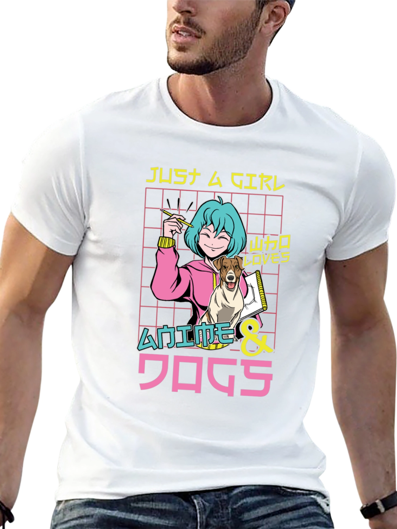 Black Anime & Dogs T-Shirt, Just A Girl Who Loves view 13