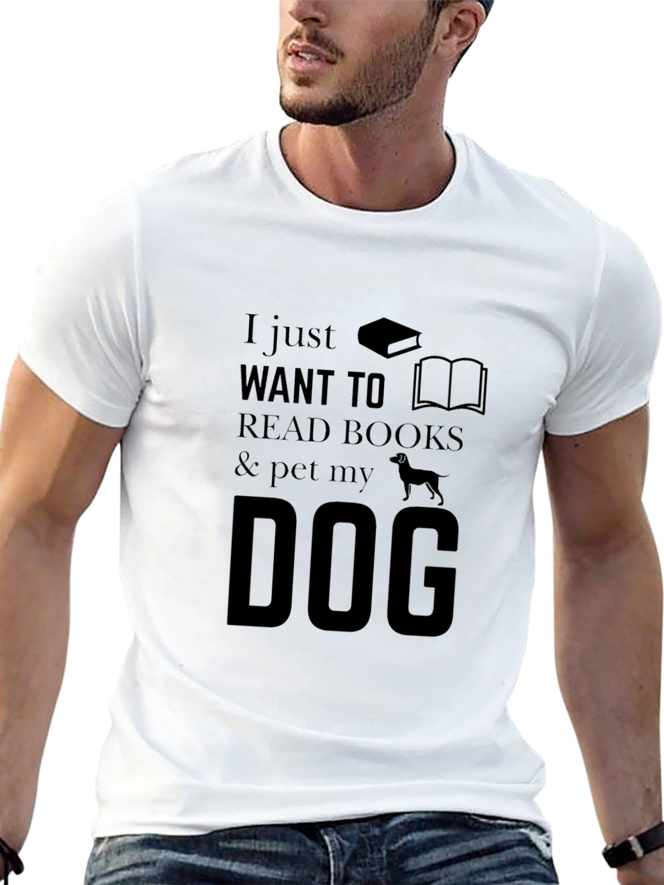 Black Book Lover's T-Shirt: Read Books & Pet My Dog view 13