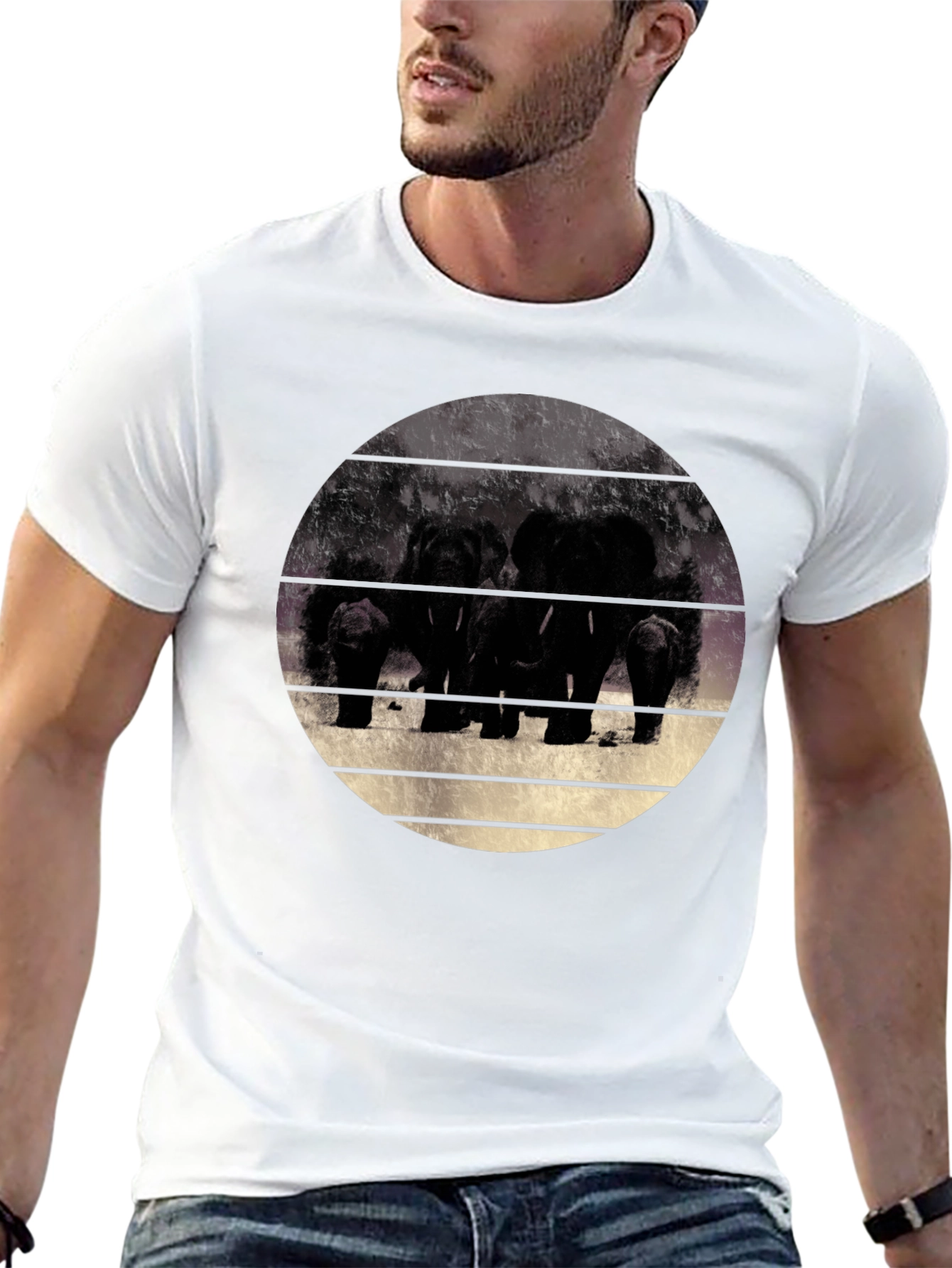 Black Elephant Family Graphic Black T-Shirt view 13