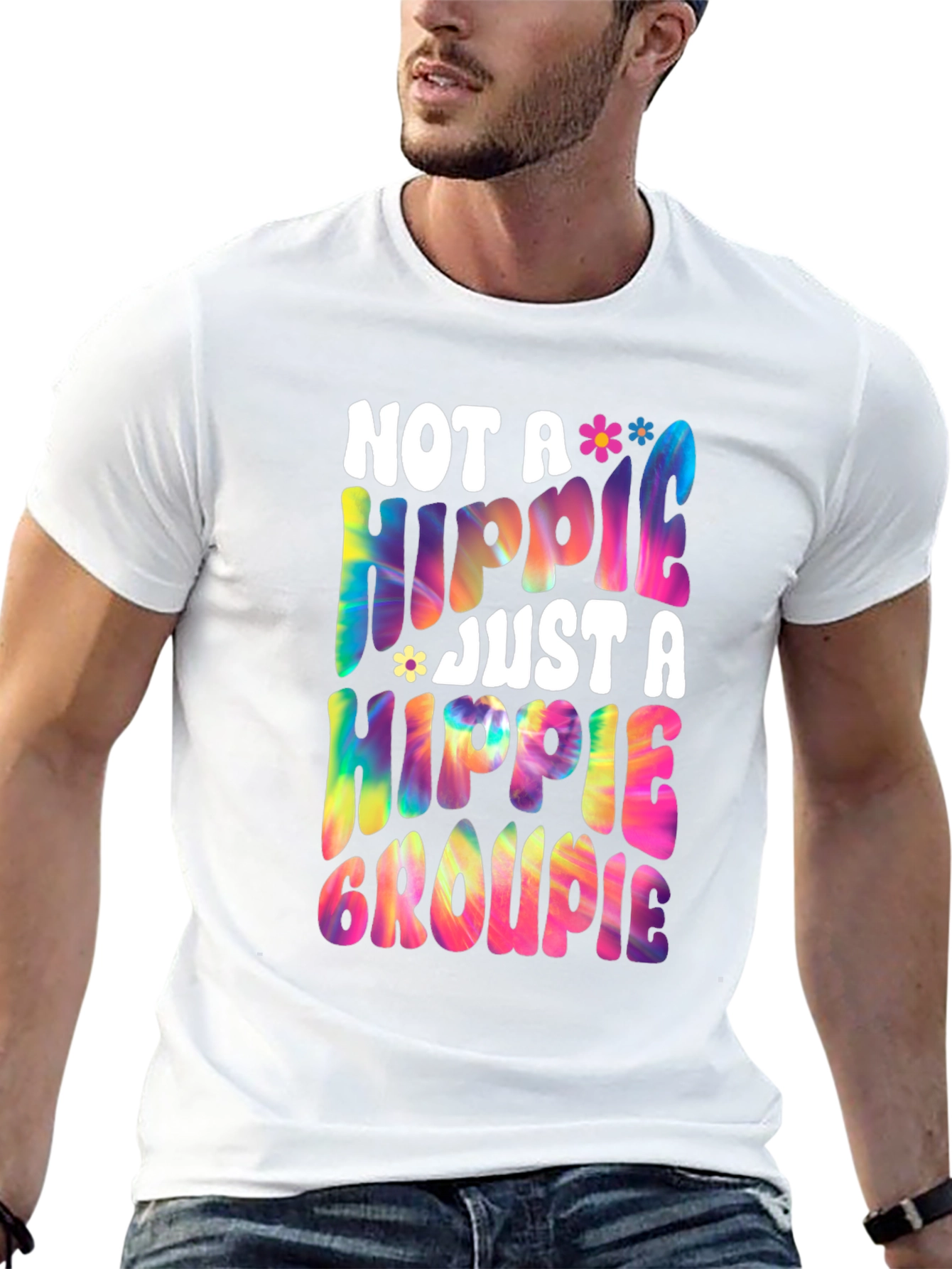 Black Not A Hippie Just A Hippie Groupie Graphic Tee view 13