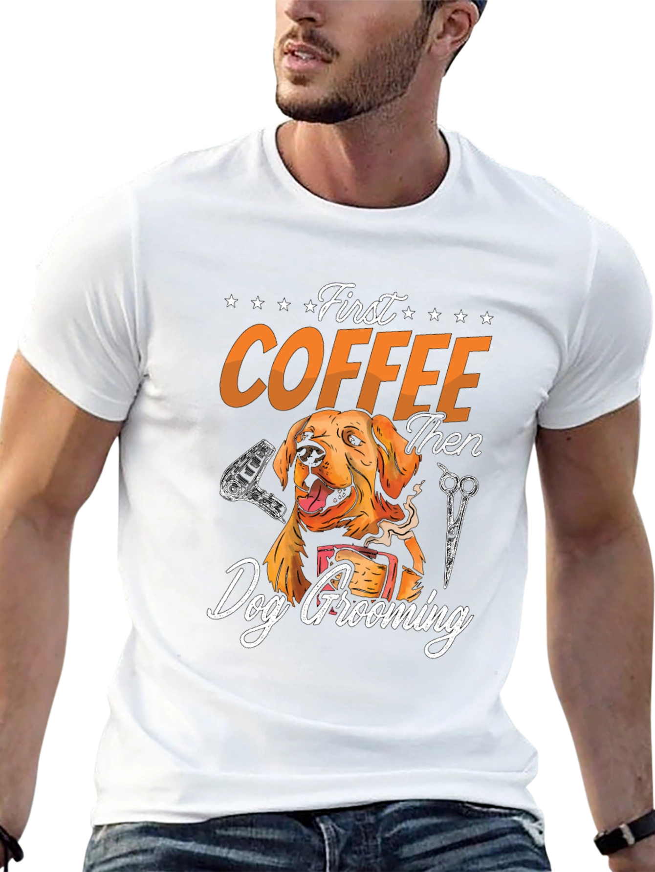 Black First Coffee Then Dog Grooming Graphic Tee view 13