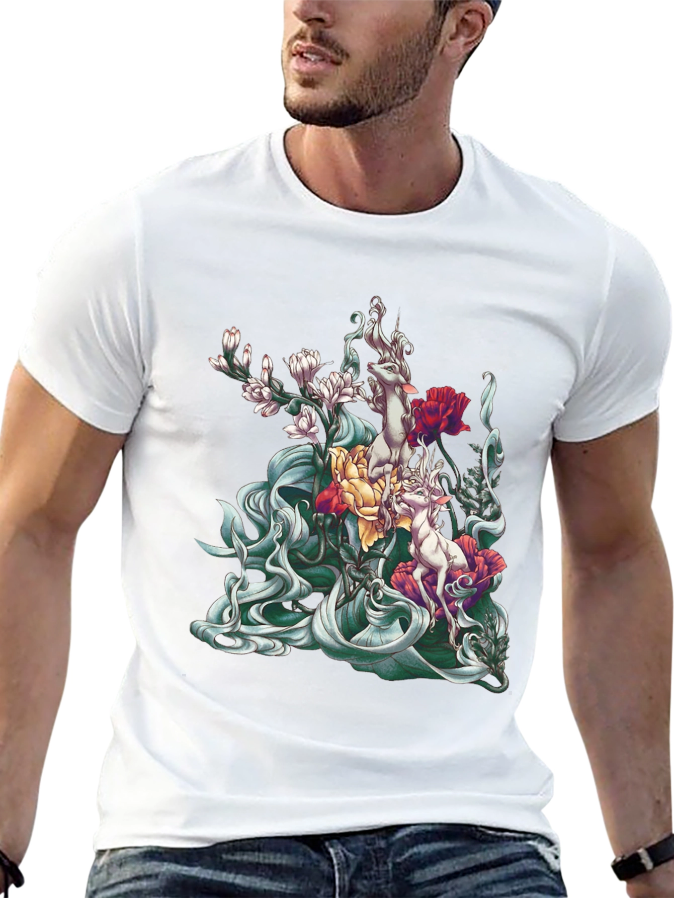 Black Floral Deer Graphic Tee - Stylish Cotton Comfort view 13