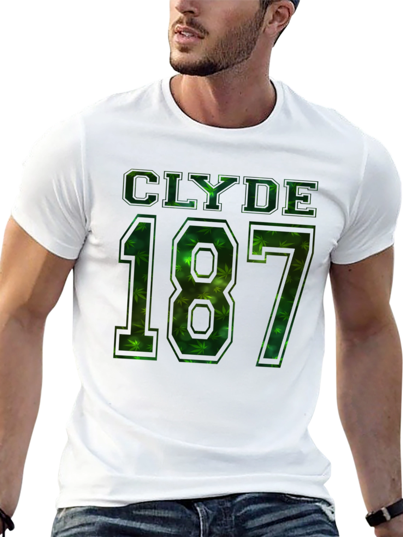 Black Clyde 187 Graphic T-Shirt - Weed Leaf Design view 13