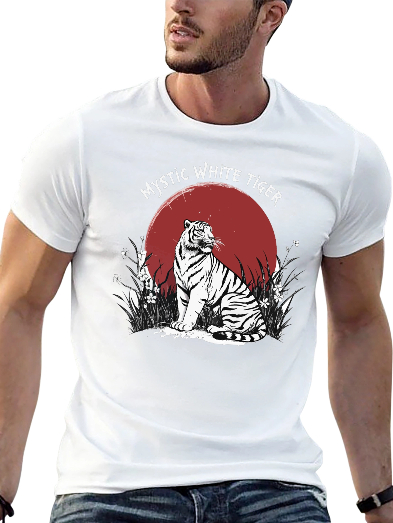 Black Mystic White Tiger Graphic T-Shirt view 13