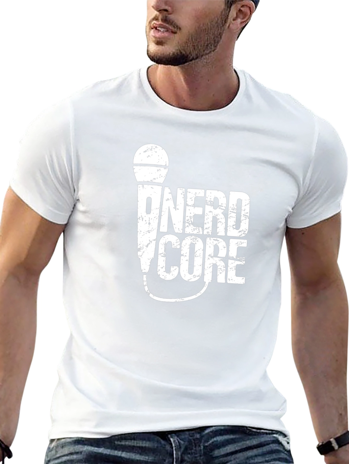 Black Nerdcore Microphone Black T-Shirt view 13