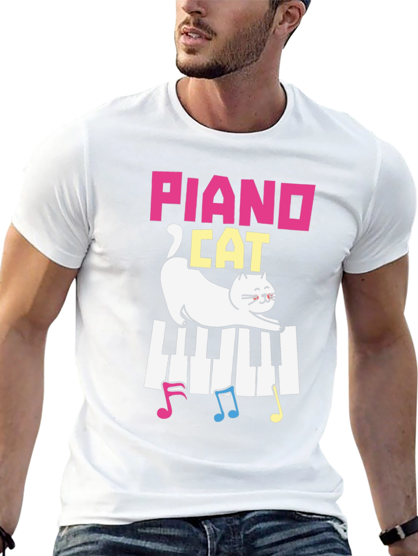 Black Piano Cat T-Shirt - Musical Kitten Tee view 13