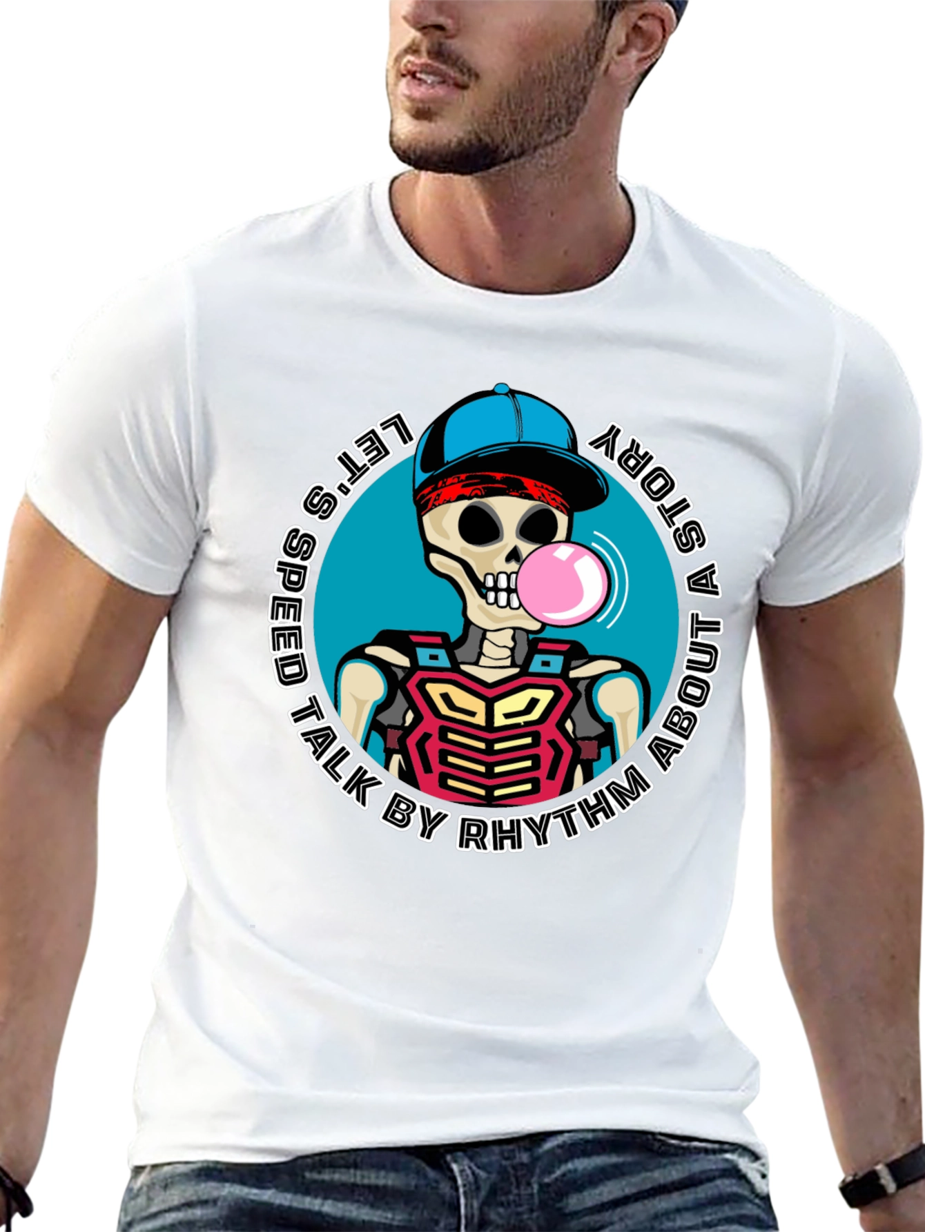 Black Let's Speed Talk by Rhythm Skeleton T-Shirt view 13