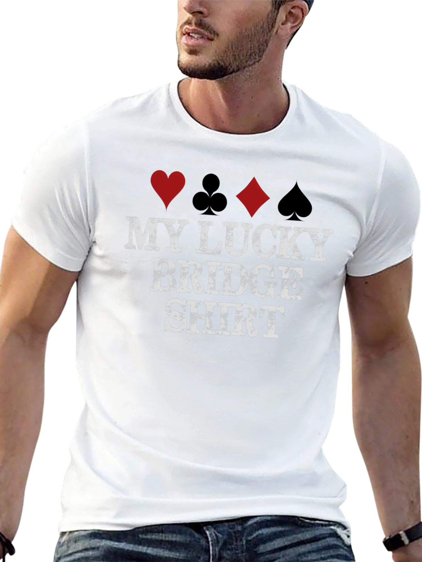 Lucky Bridge Shirt - Card Suit Design Tee - 13