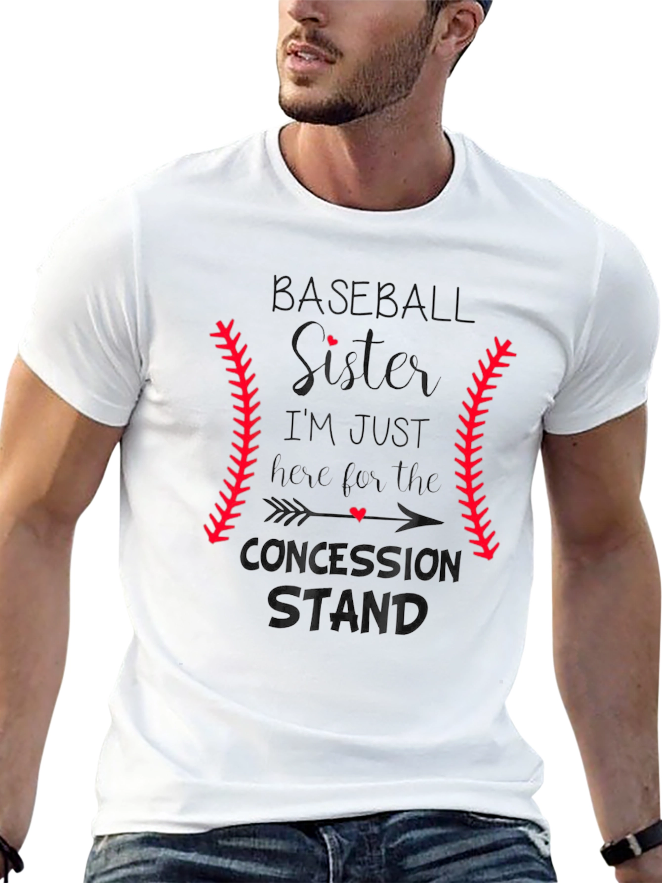 Black Baseball Sister T-Shirt: Concession Stand Design view 13