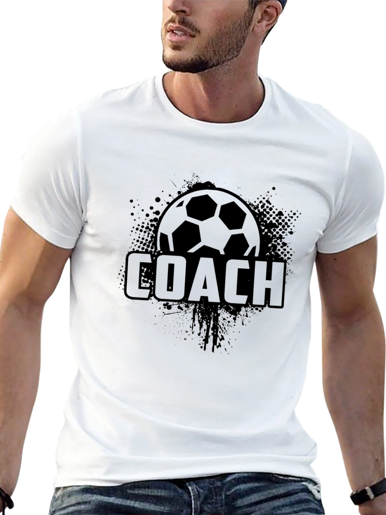 Black Soccer Coach T-Shirt - Sports Fan Apparel view 13