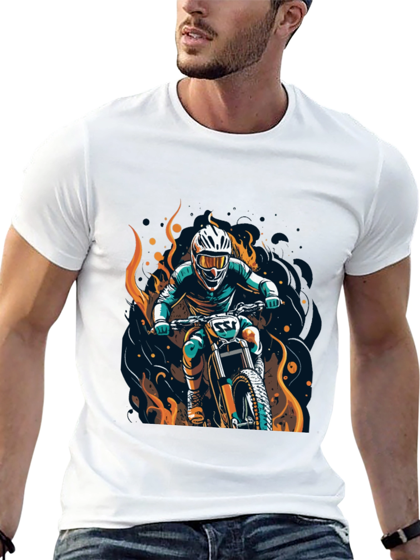 Black Motocross Rider Graphic Tee view 13