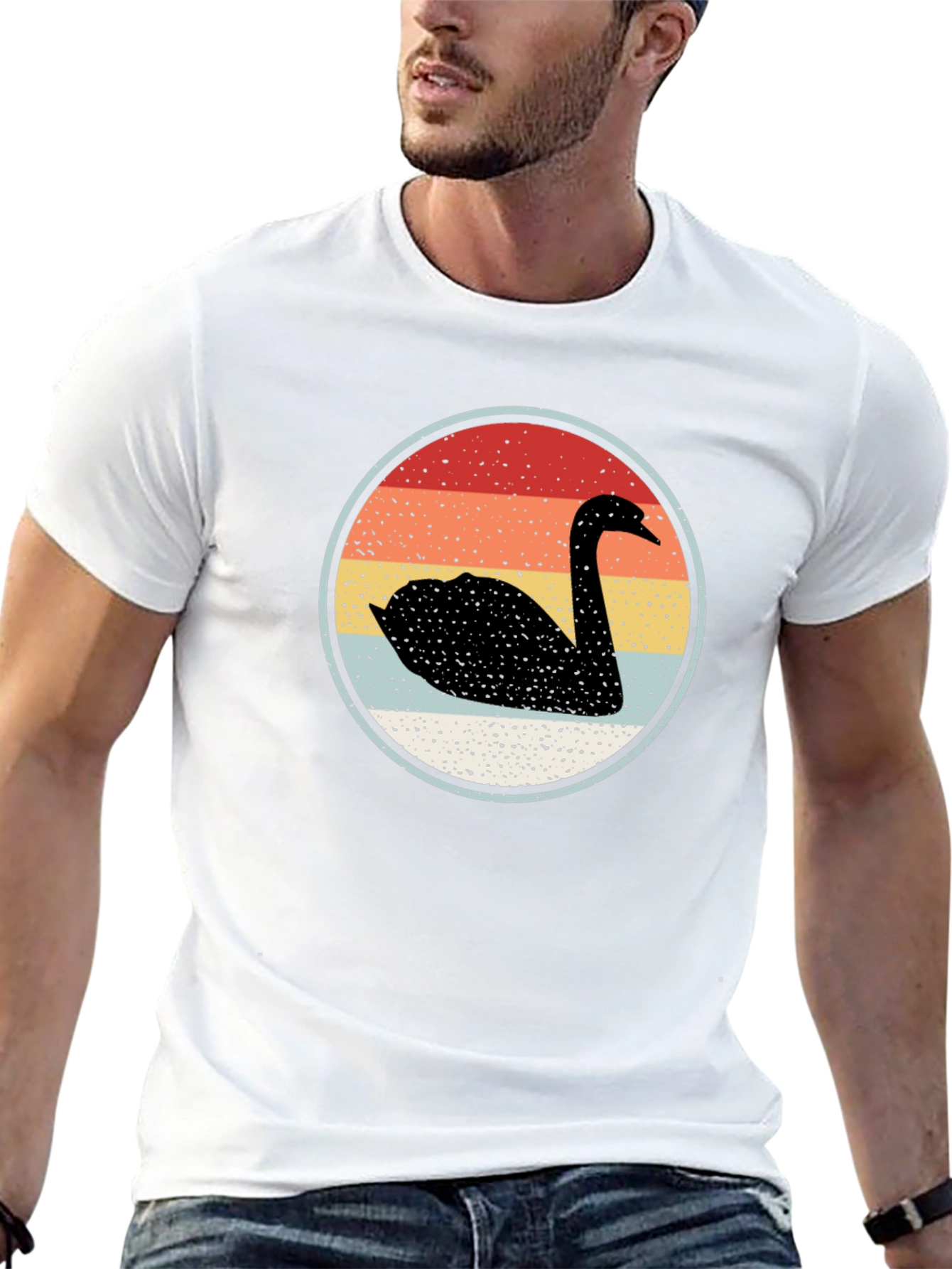 Black Retro Swan Graphic Tee view 13