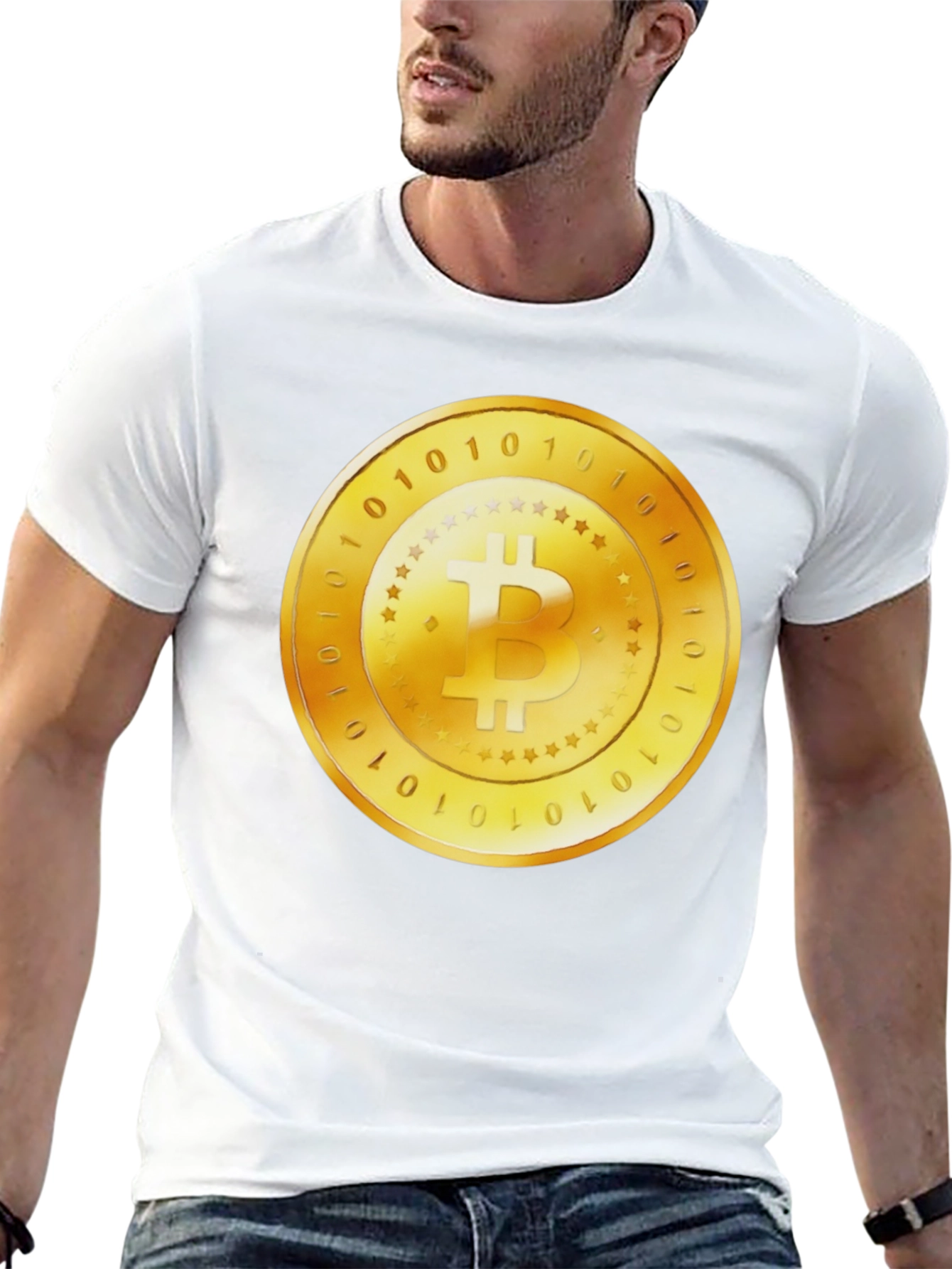 Black Bitcoin Gold Coin Graphic Black T-Shirt view 13