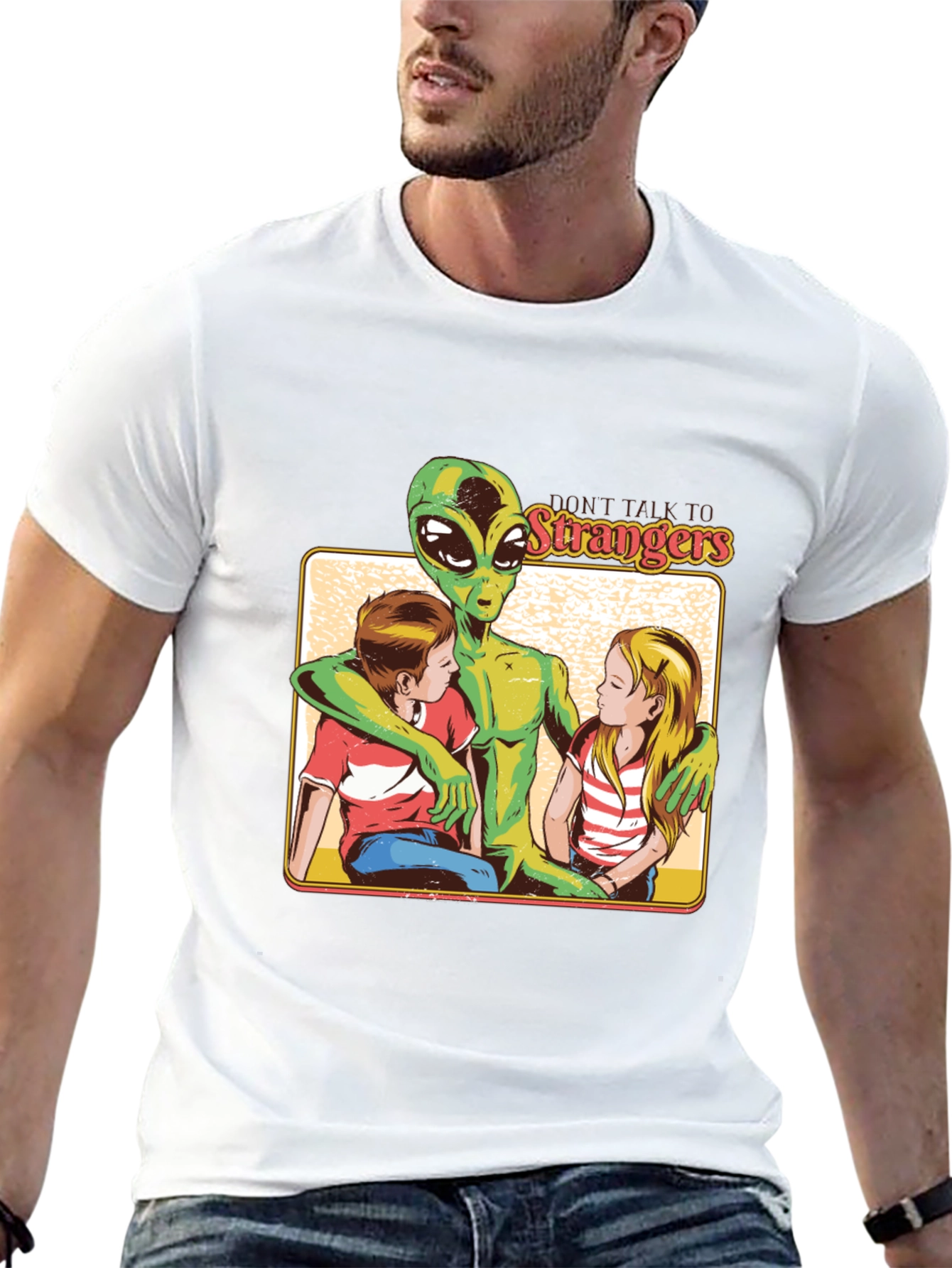 Black Don't Talk to Strangers Alien T-Shirt view 13