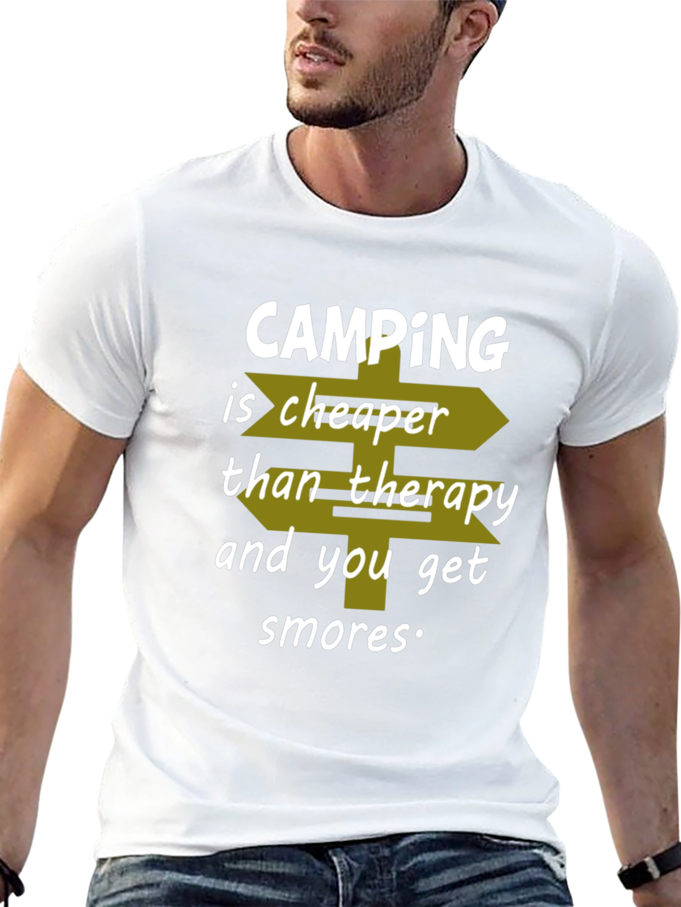 Black Camping Cheaper Than Therapy Graphic T-Shirt view 13