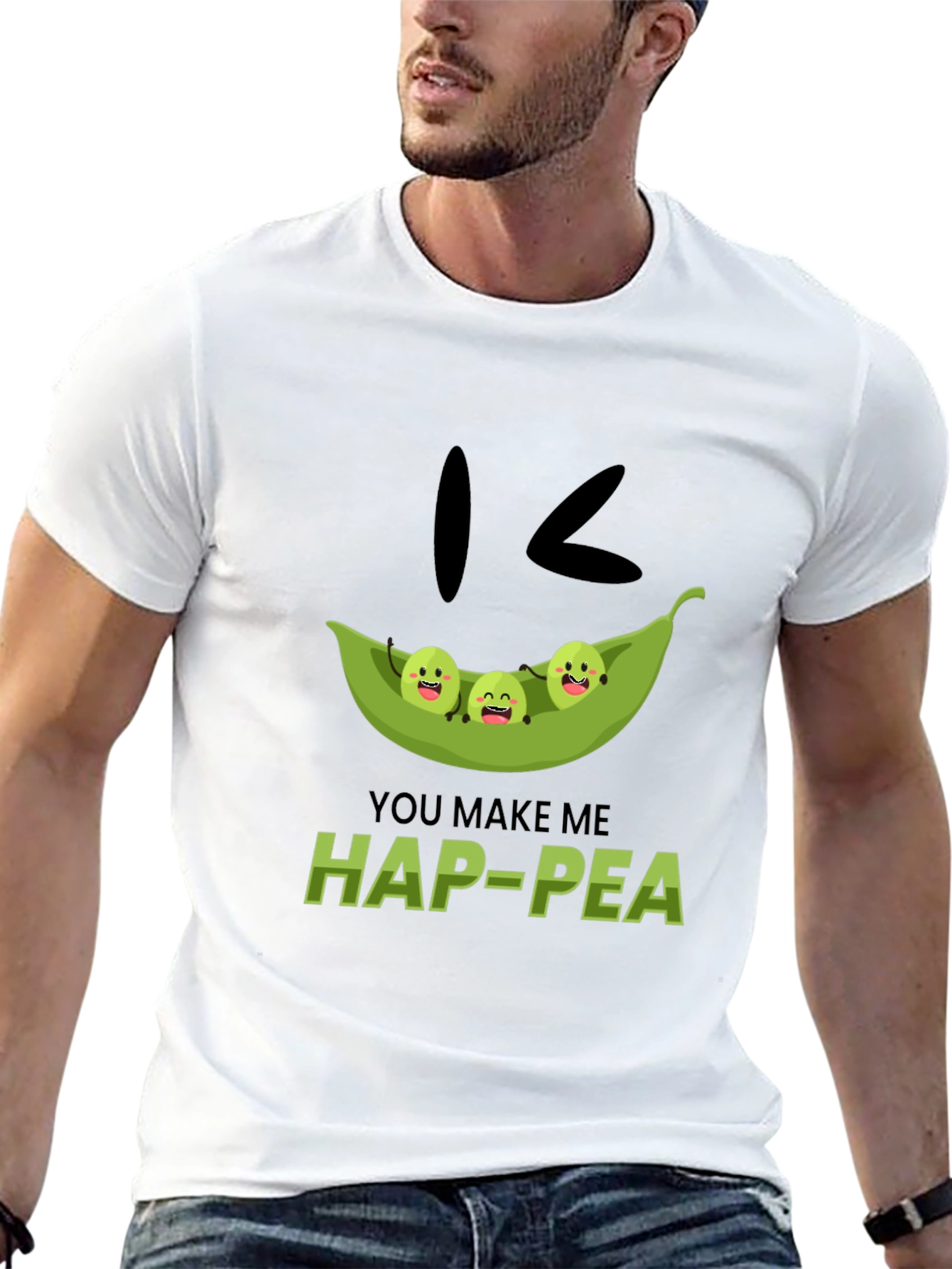 Black Hap-Pea Pun T-Shirt, Cute Peas in a Pod Tee view 13