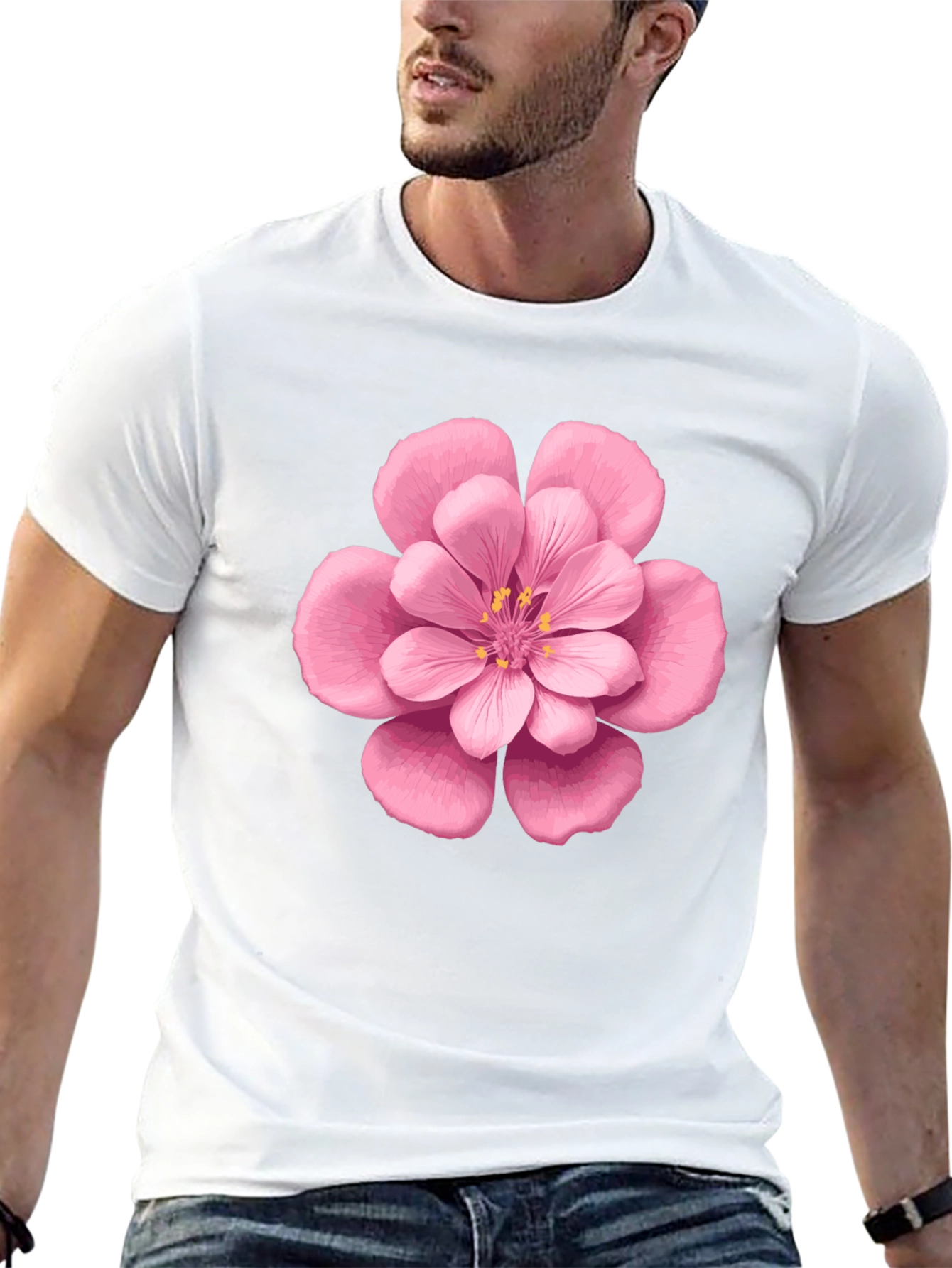 Black Floral Graphic Tee - Pink Blossom Print view 13