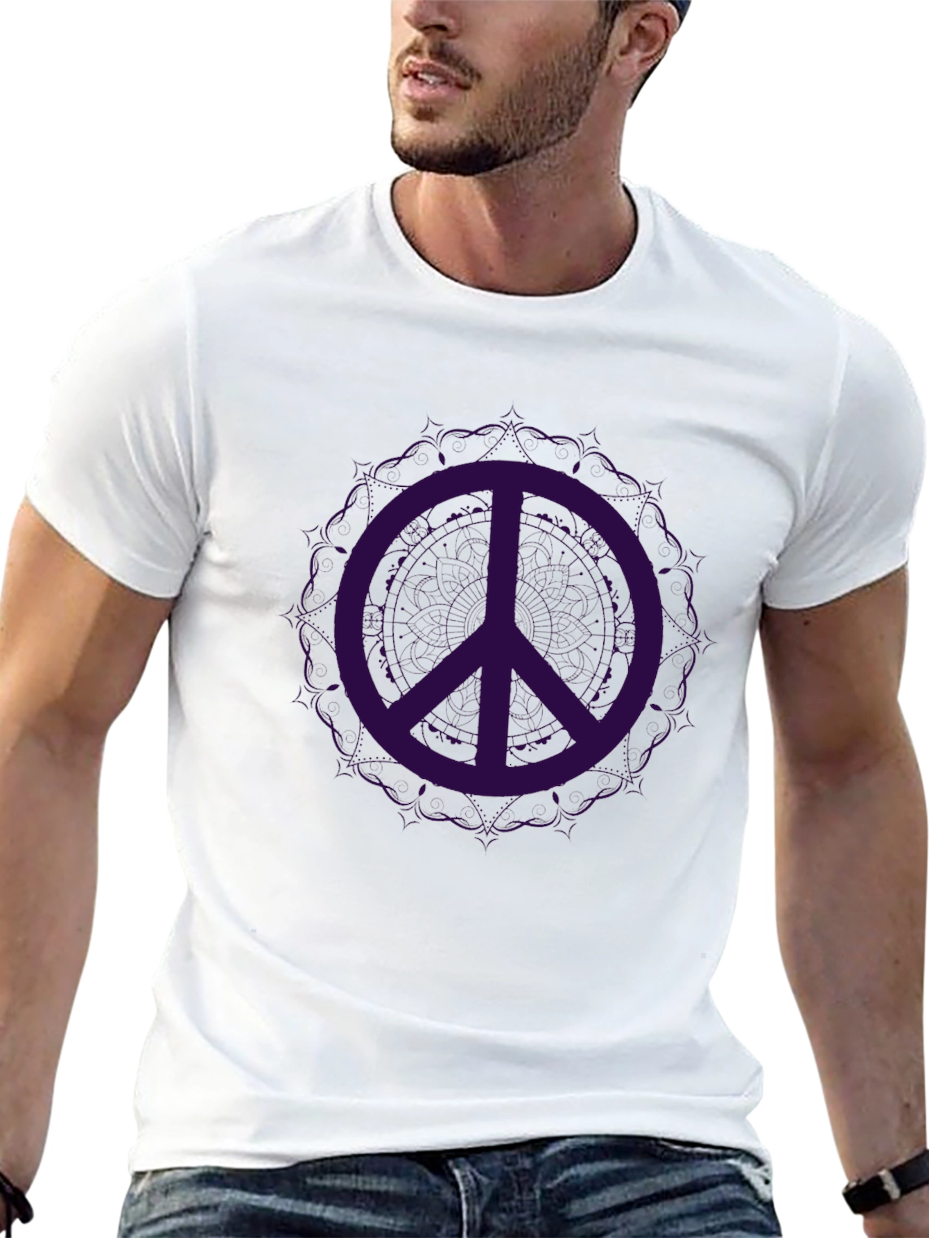 Black Peace Sign Graphic Tee - Soft Cotton Black T-Shirt view 13