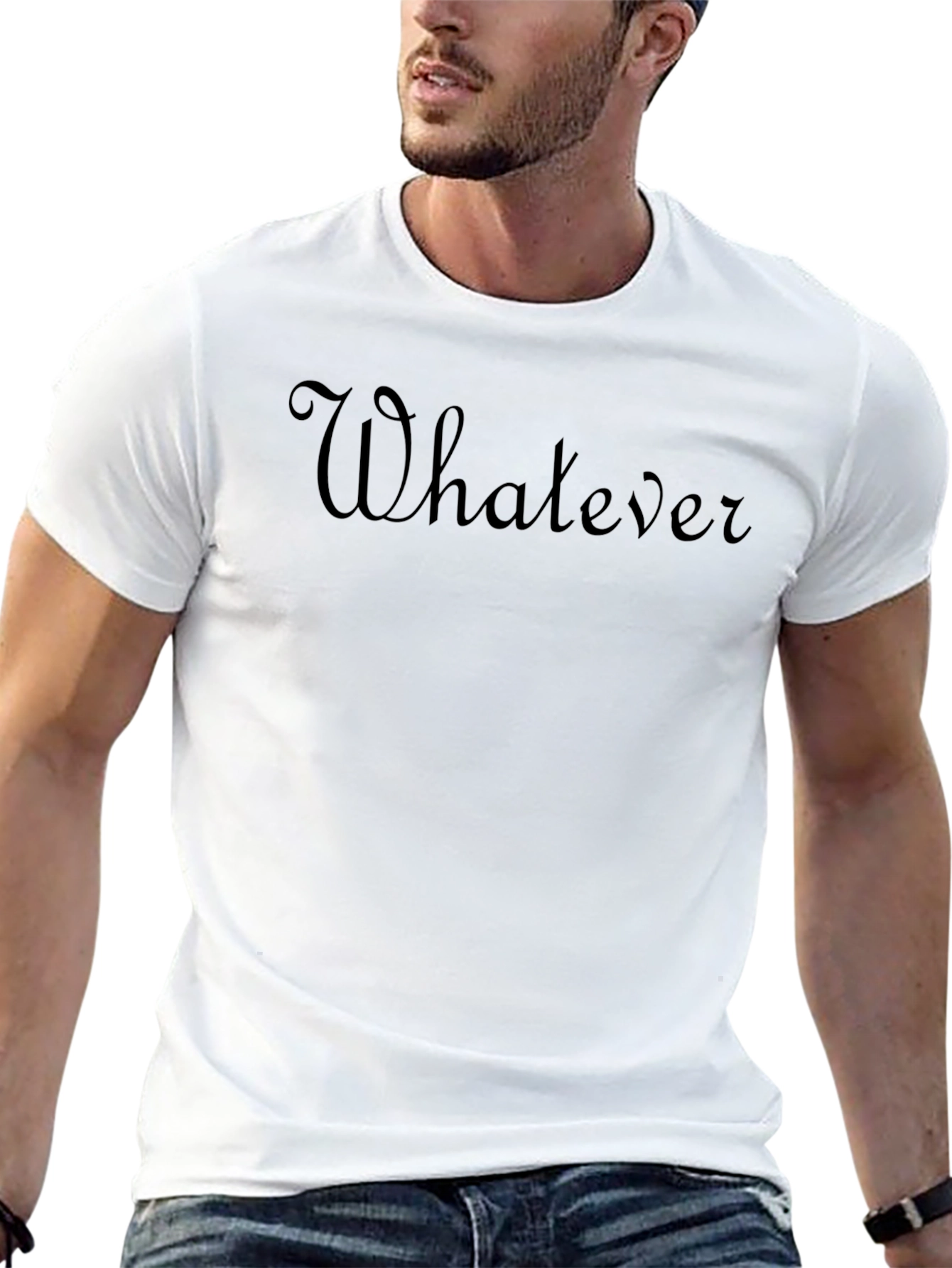 Black Whatever Men's Black T-Shirt Casual Cotton Top view 13