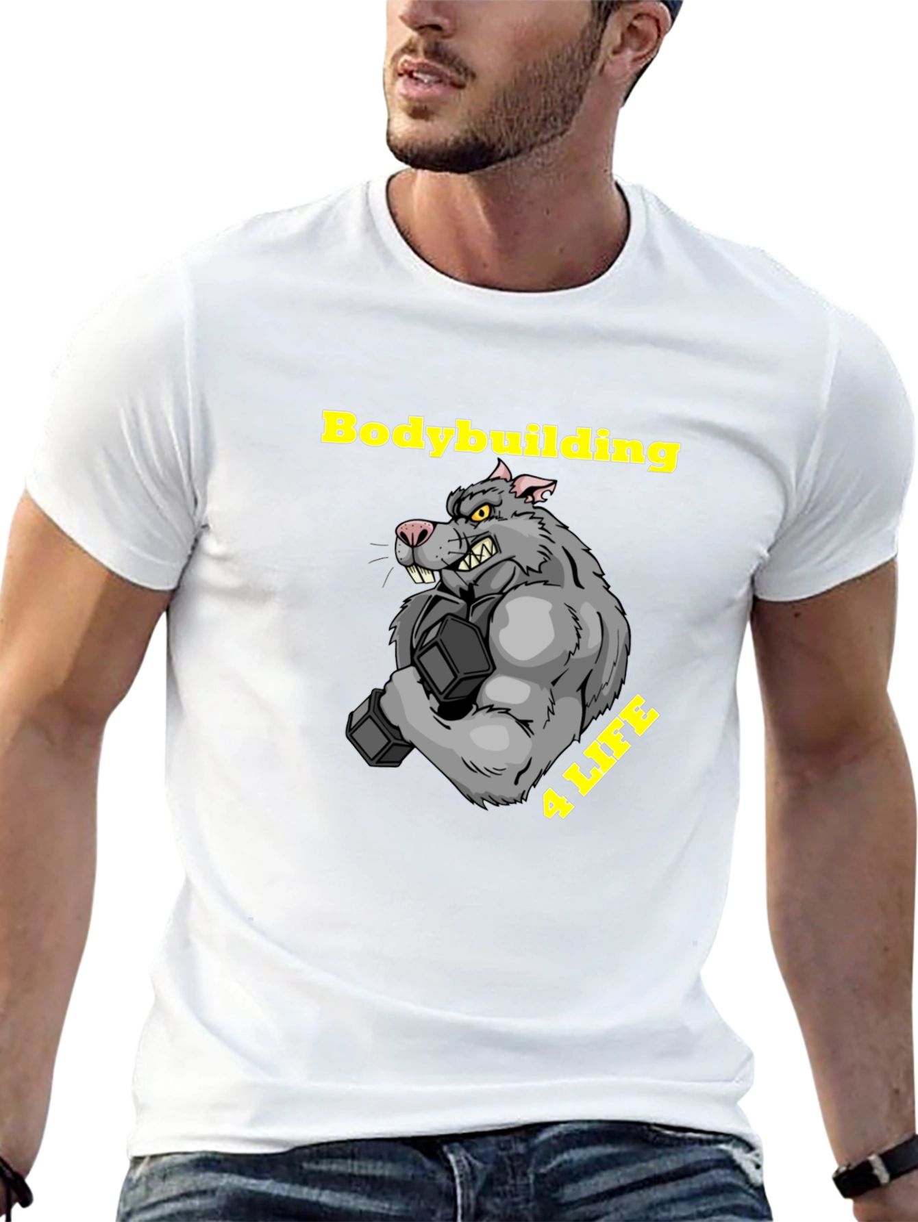 Black Bodybuilding Rat Black T-Shirt view 13