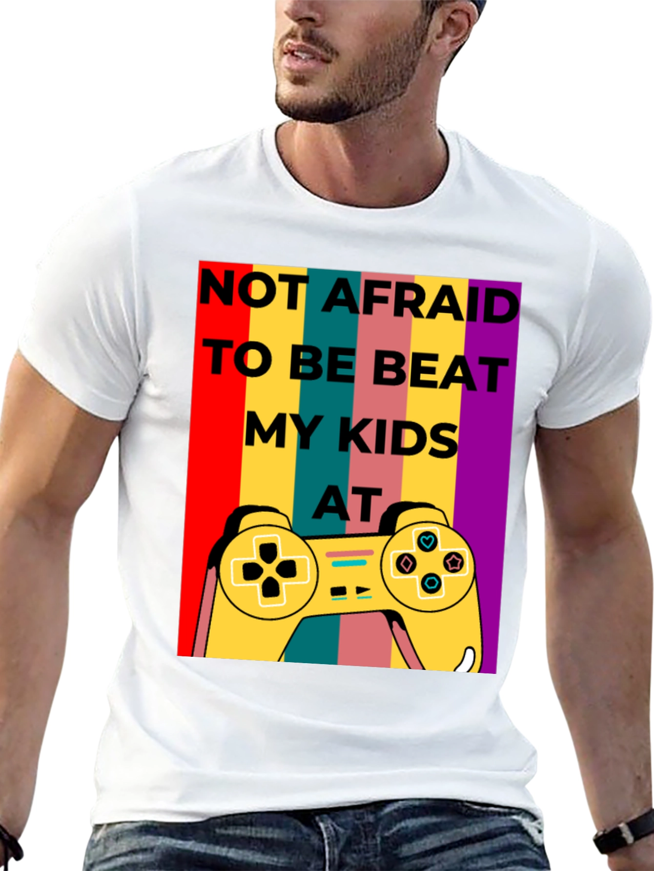 Black Not Afraid to Beat My Kids at Gaming T-Shirt view 13