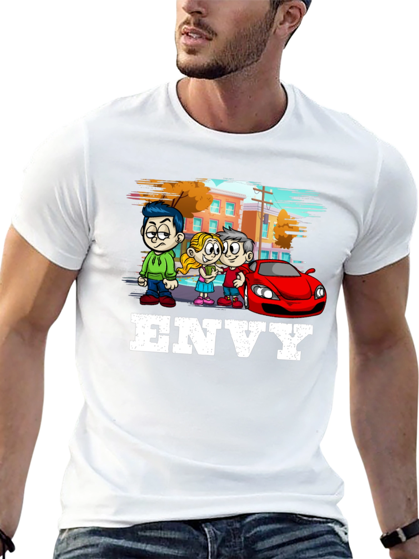 Black Envy Cartoon Graphic T-Shirt - Black Cotton Tee view 13