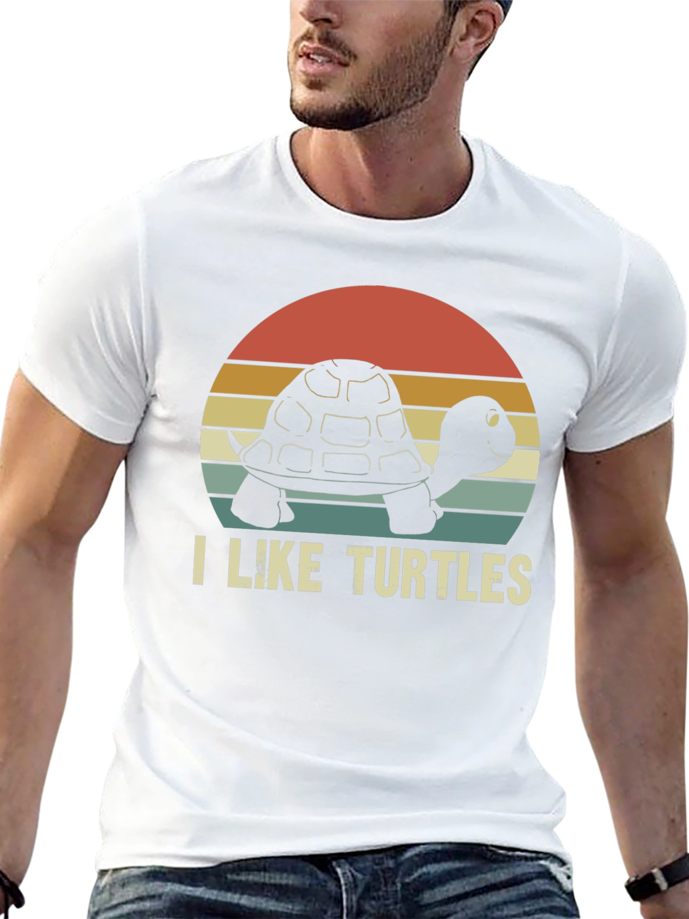 Black I Like Turtles Retro Graphic T-Shirt view 13