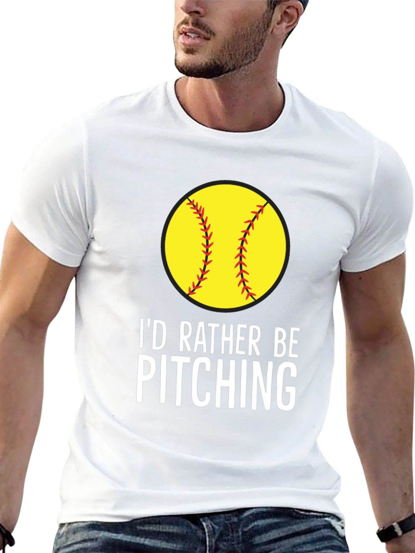 Black I'd Rather Be Pitching Softball T-Shirt view 13