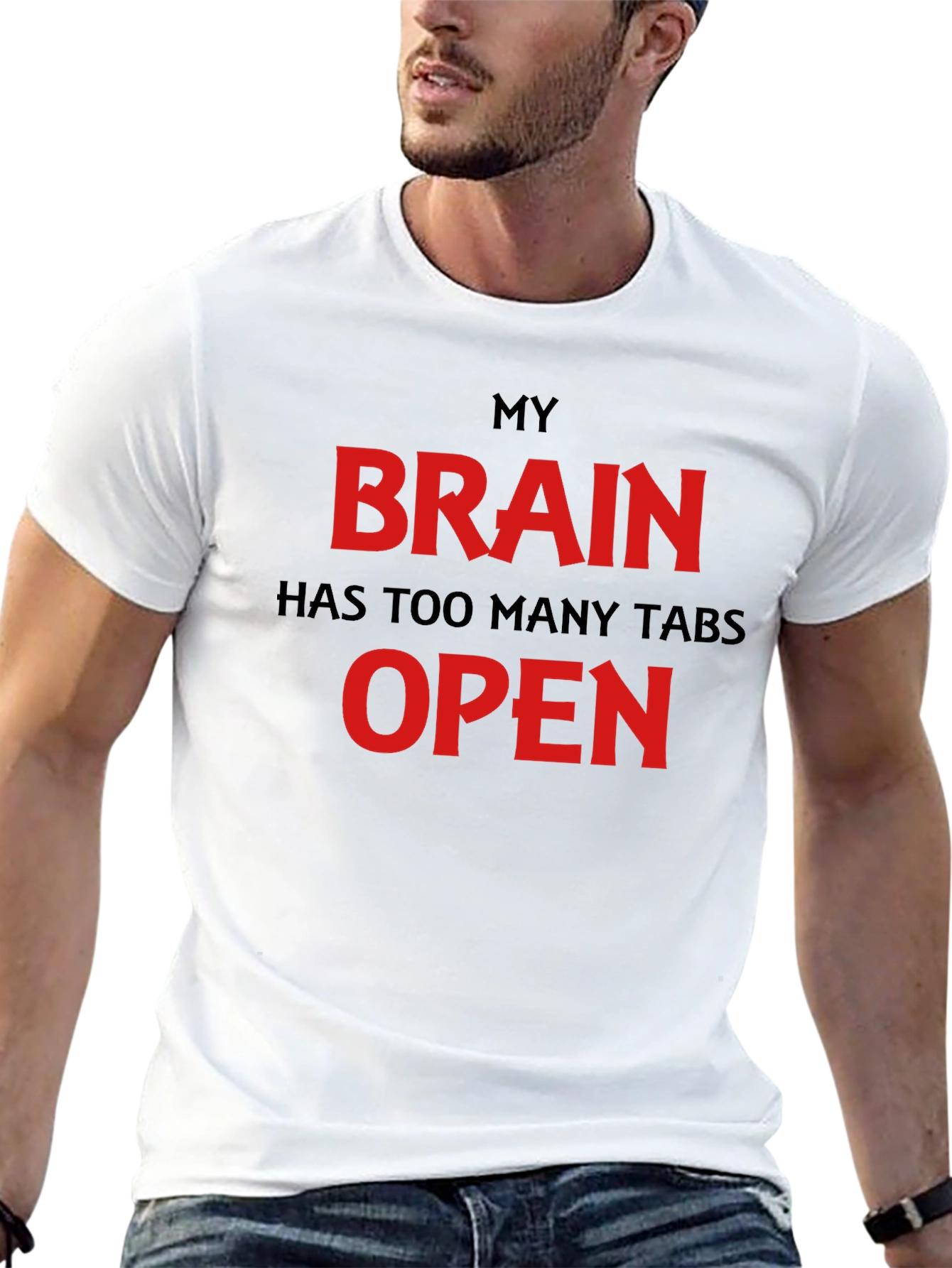 Black My Brain Has Too Many Tabs Open Graphic T-Shirt view 13