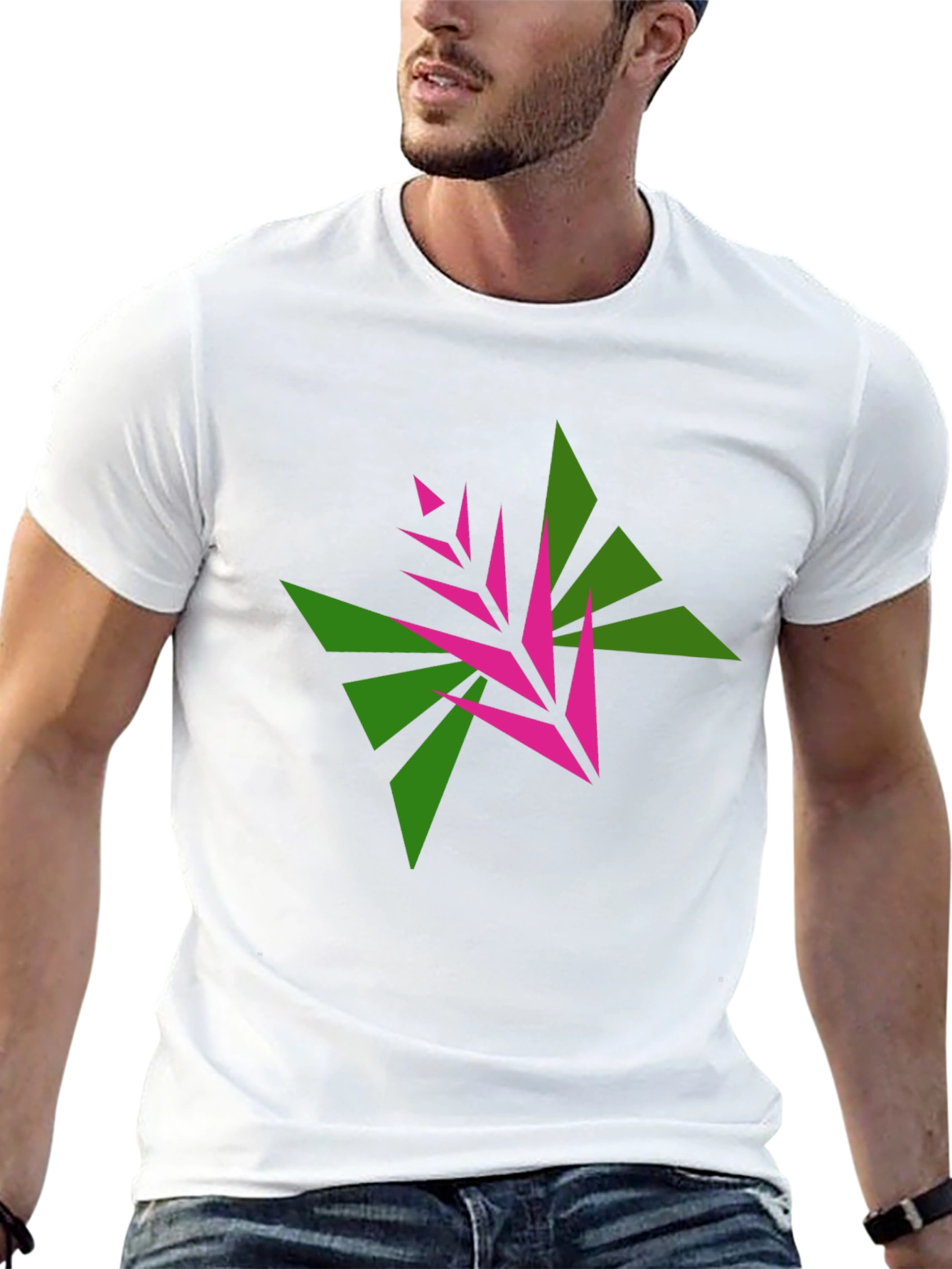 Black Geometric Floral Black T-Shirt view 13