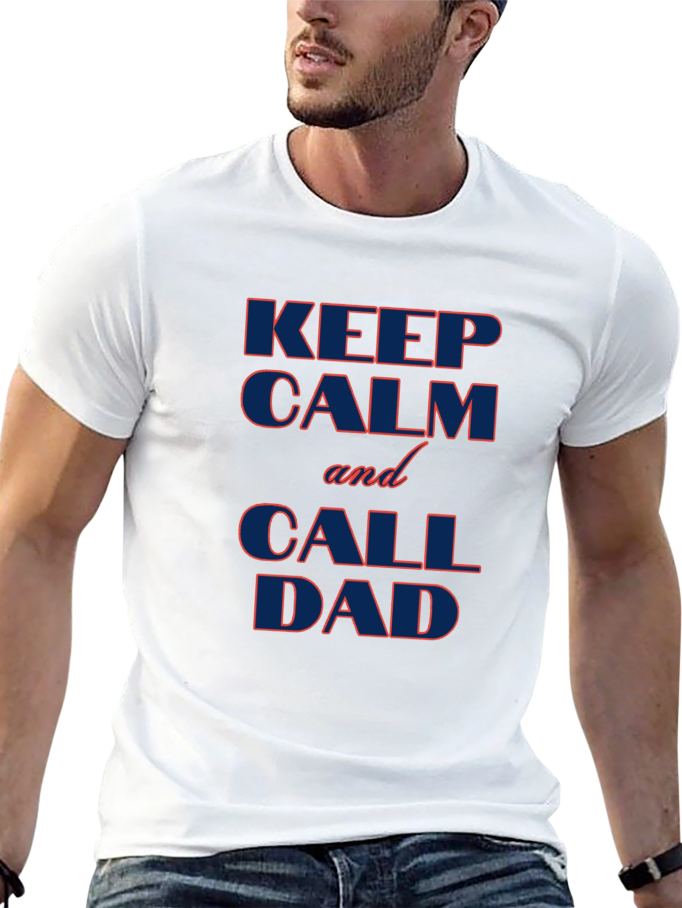 Black Keep Calm and Call Dad T-Shirt - Black Cotton Tee view 13