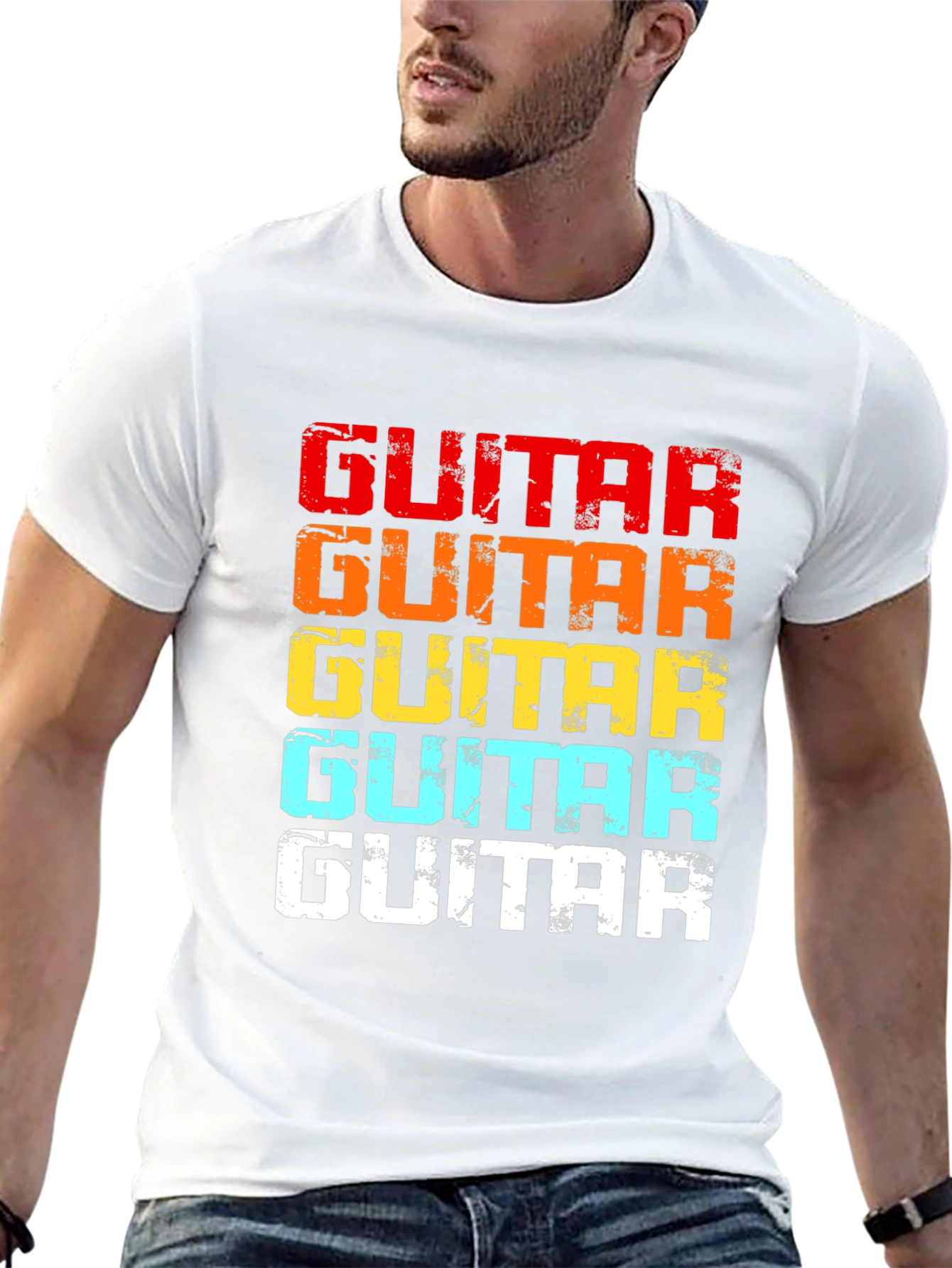 Black Retro Guitar T-Shirt - Colorful Music Lover Tee view 13