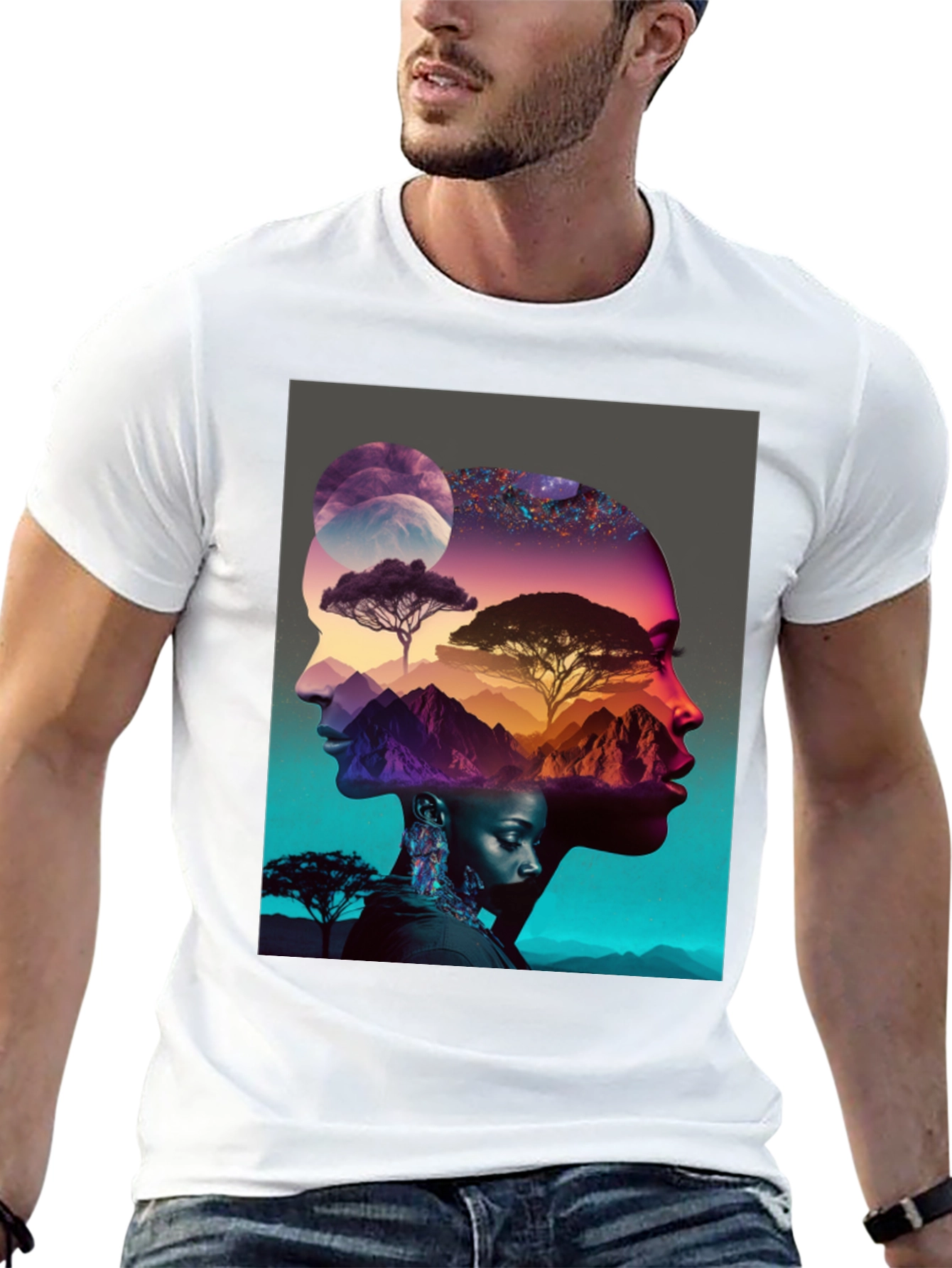 Artistic Afro Silhouette Graphic Tee - 13