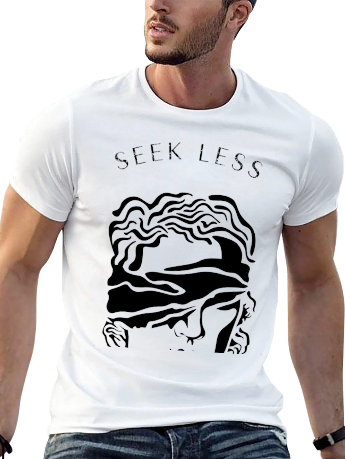Black Seek Less Graphic Tee - Black view 13