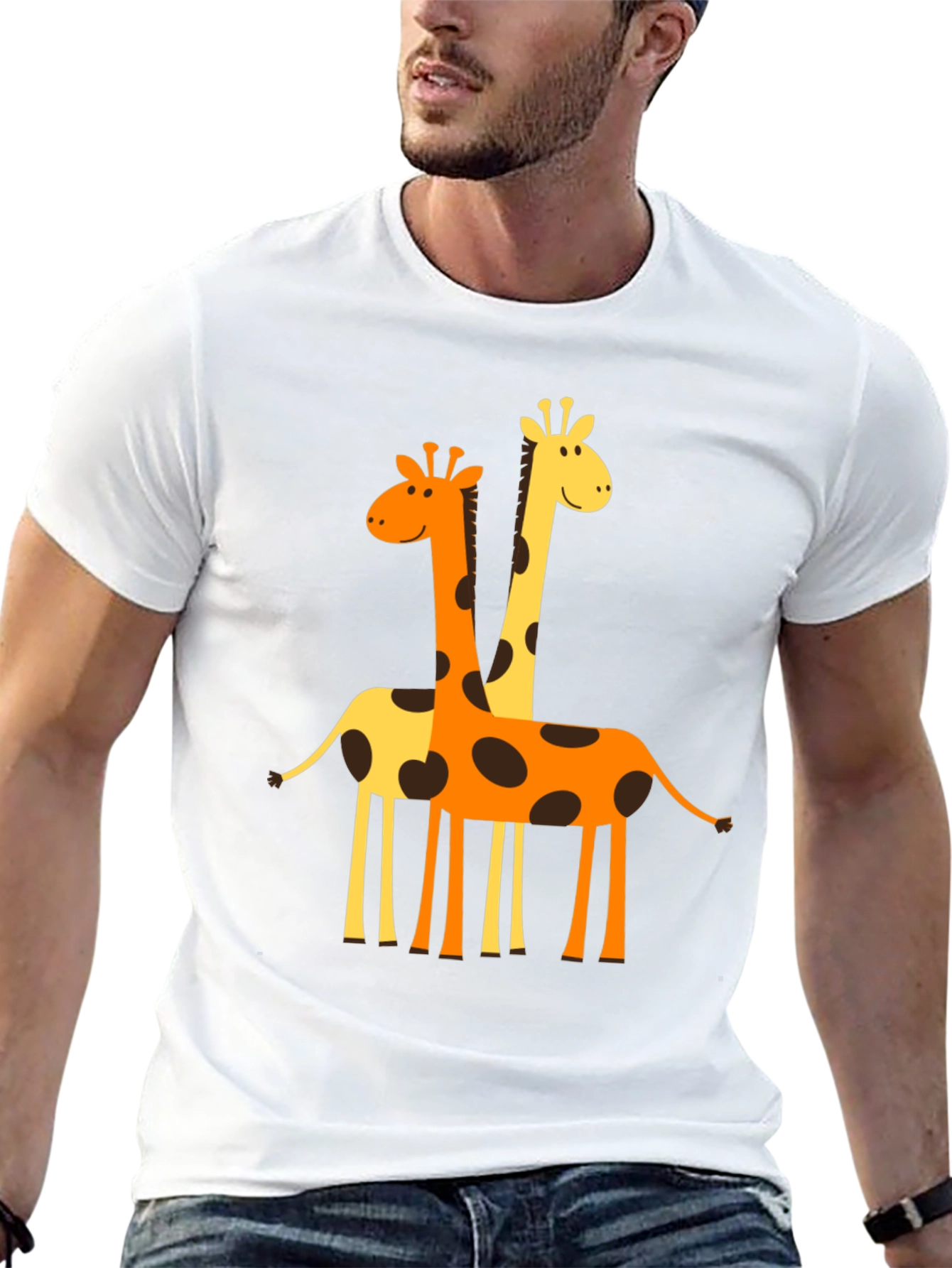 Black Giraffe Graphic Tee - Men's Black Crew Neck T-Shirt view 13