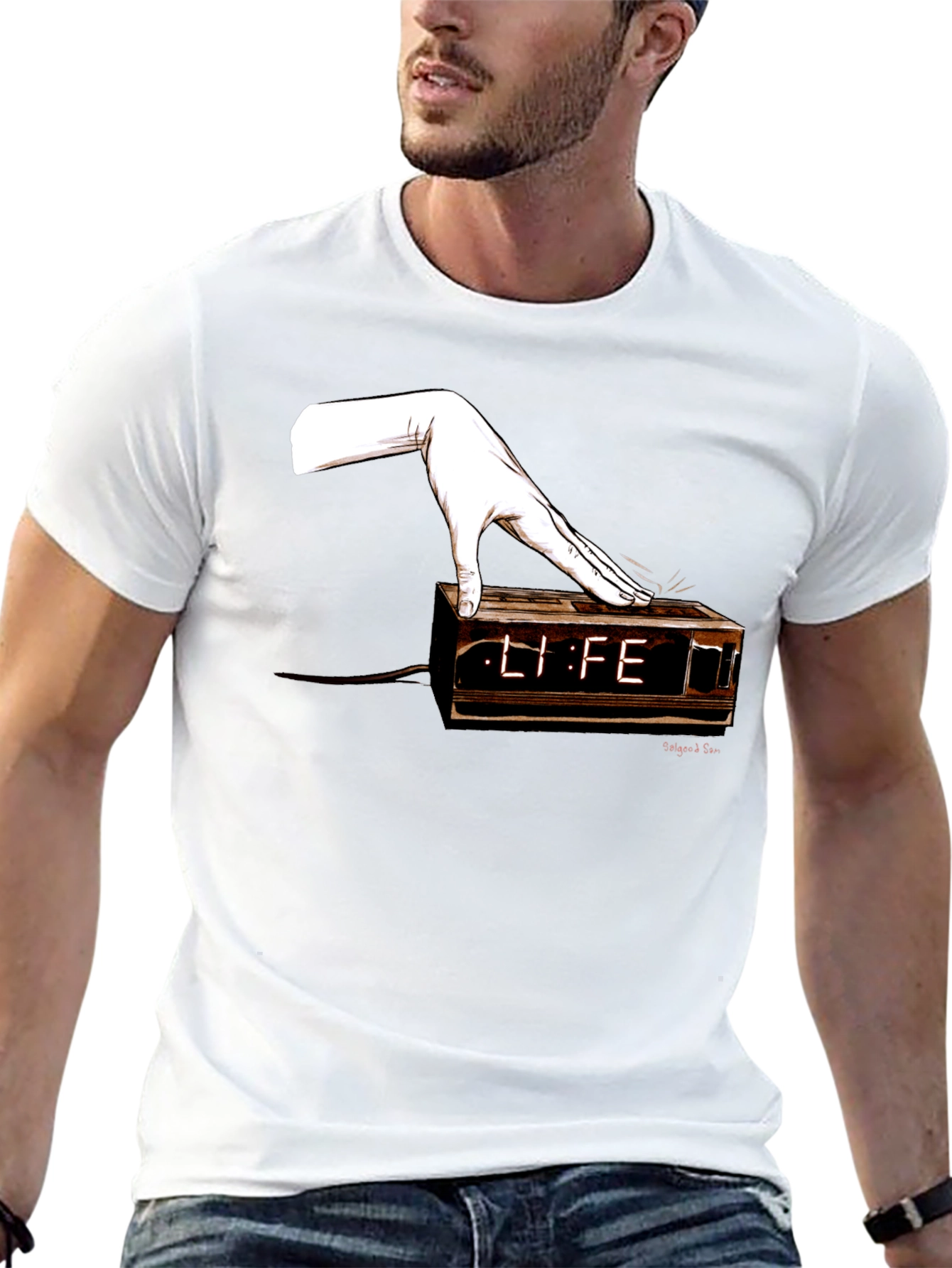 Black Life Alarm Clock Graphic Tee - Unisex view 13