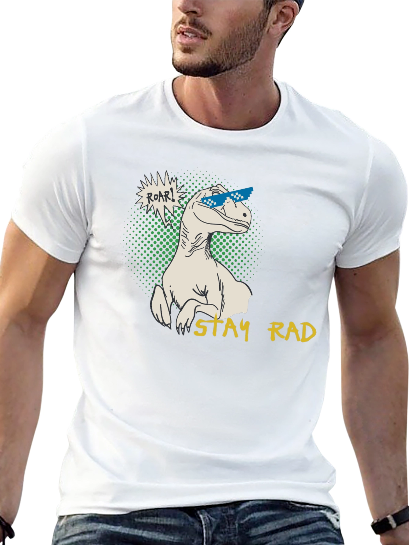 Black Stay Rad Dinosaur Graphic T-Shirt view 13
