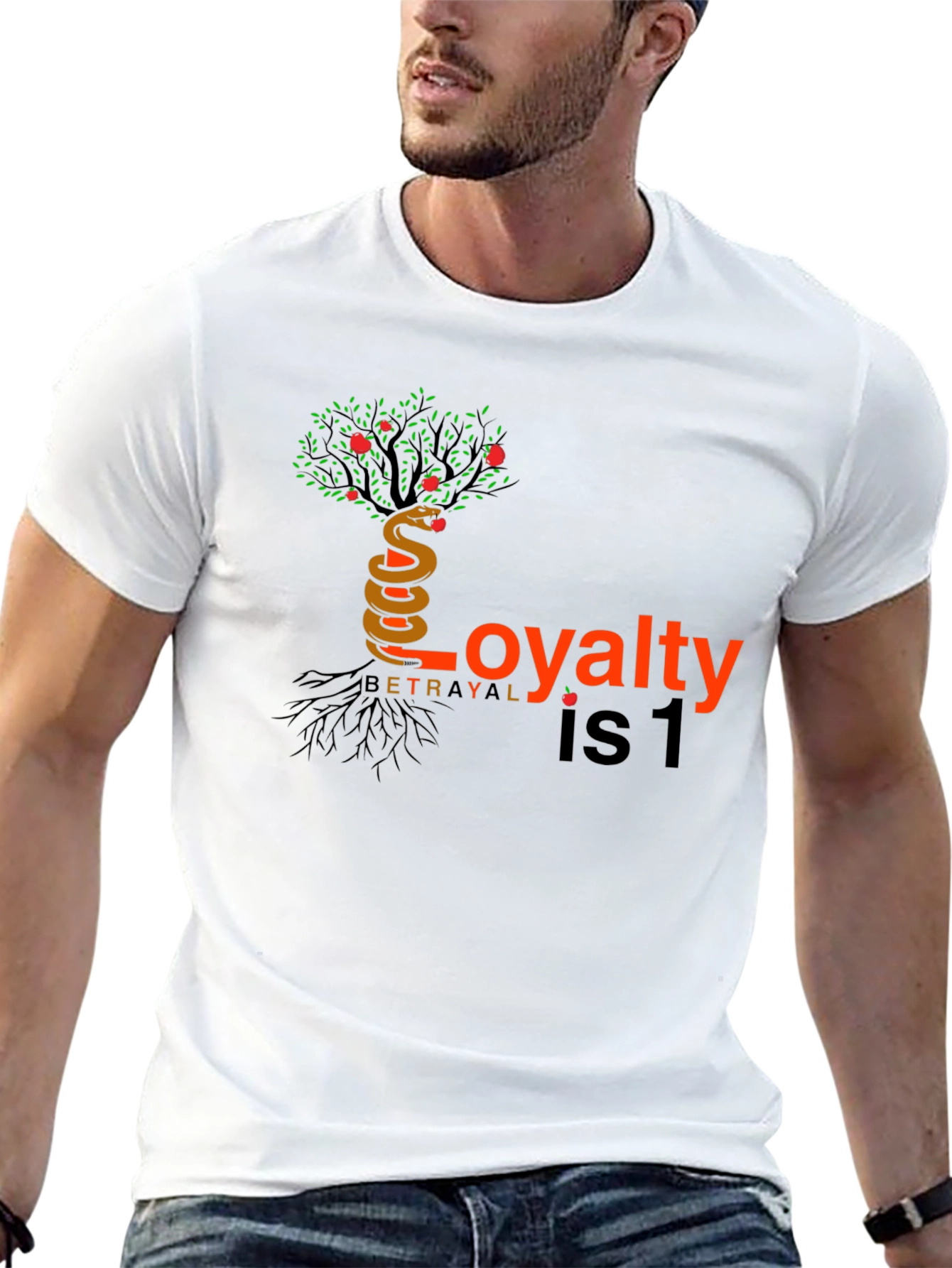 Black Loyalty vs. Betrayal Graphic Tee - Tree of Knowledge Design view 13