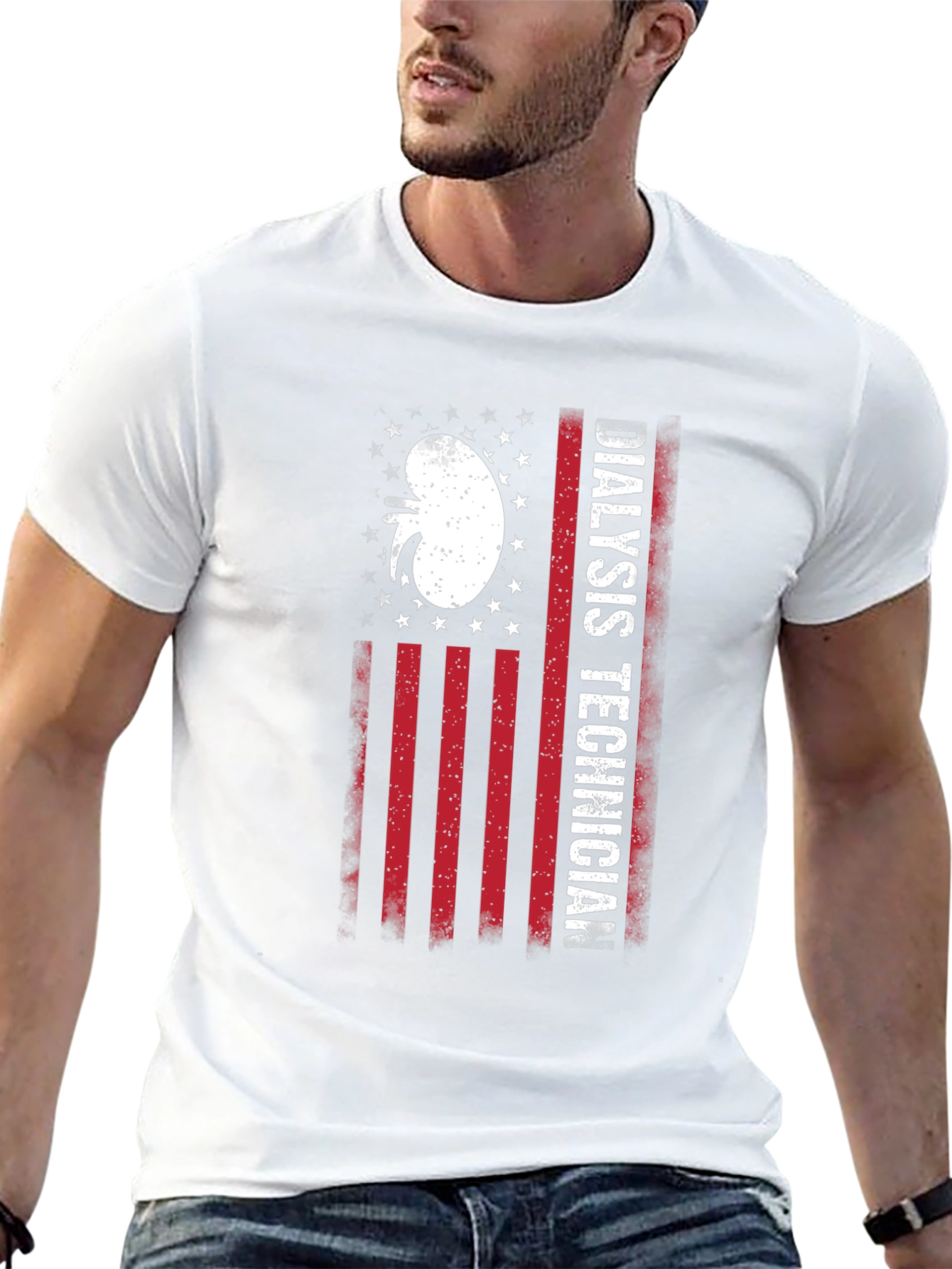 Black Dialysis Technician American Flag T-Shirt view 13