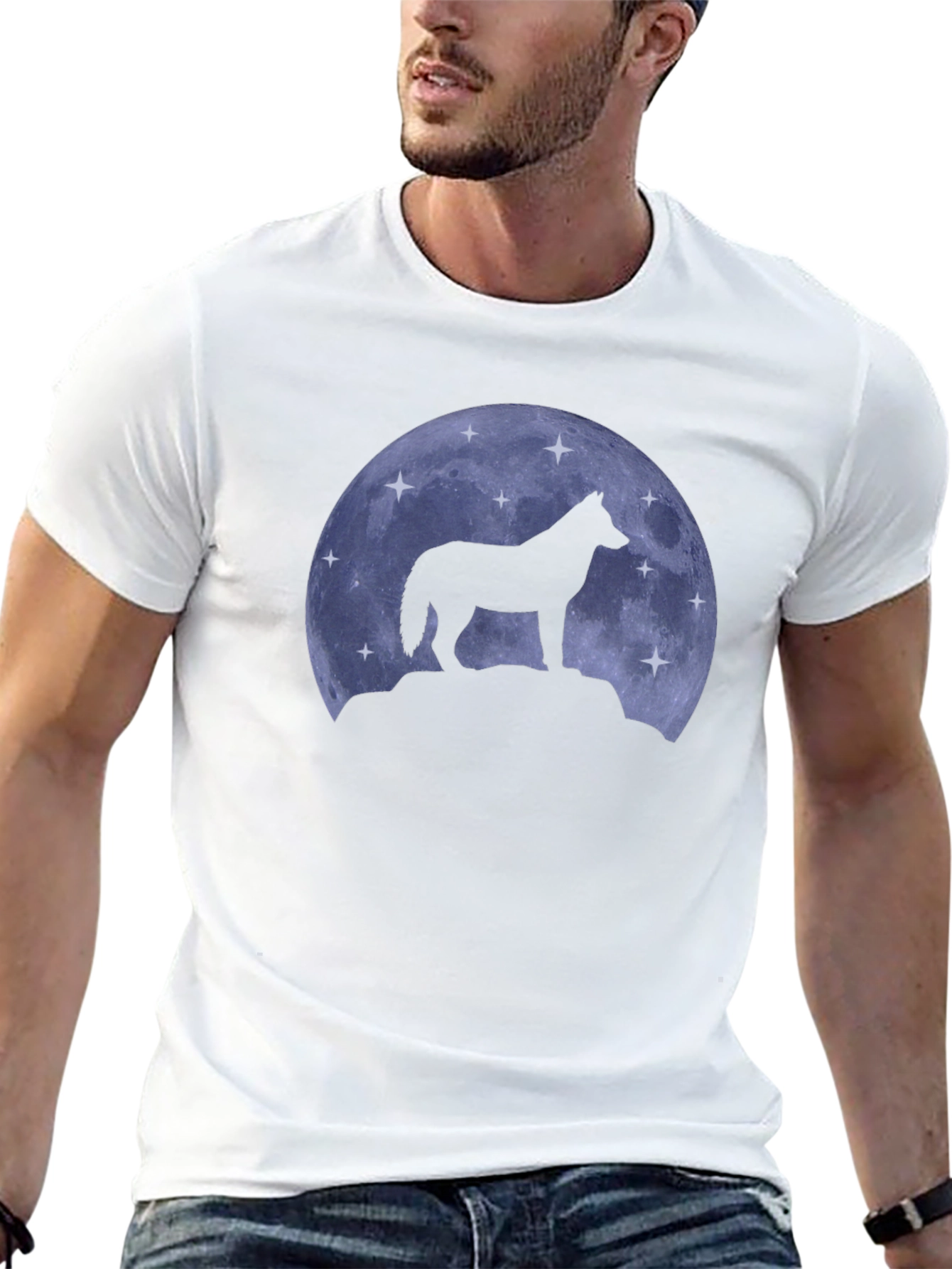 Black Wolf Moon Silhouette T-Shirt view 13