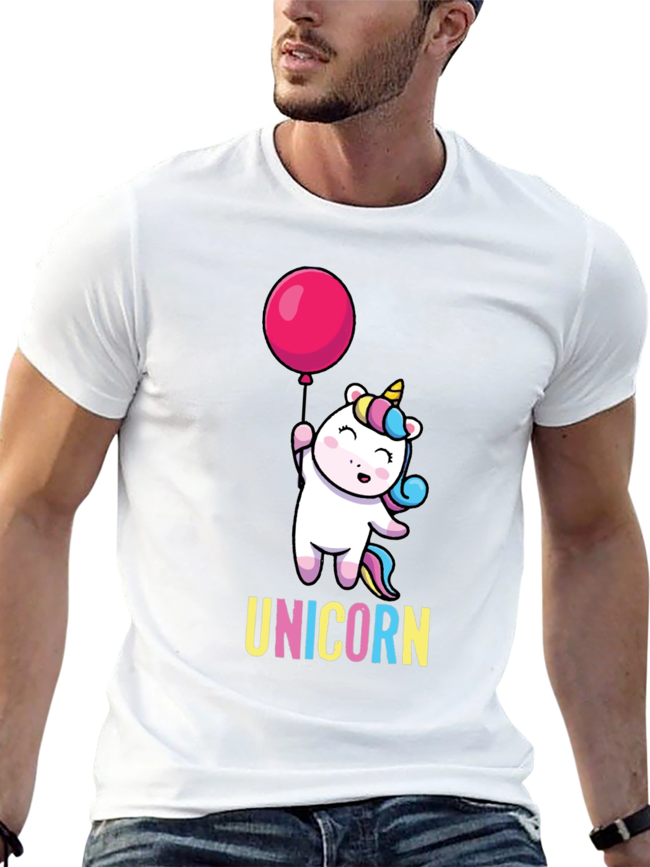 Black Unicorn Balloon Graphic Black T-Shirt view 13
