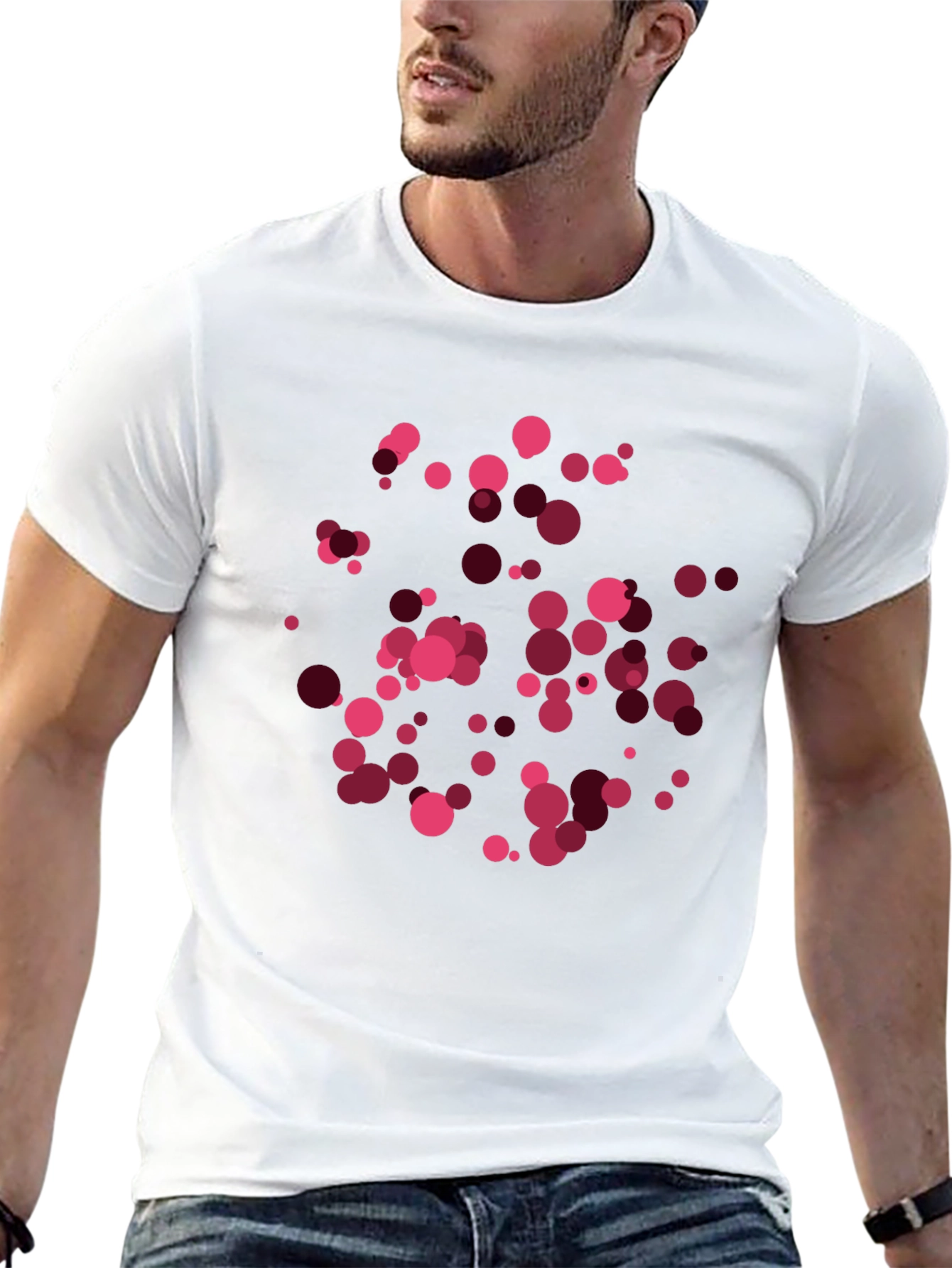 Black Modern Abstract Dot T-Shirt view 13