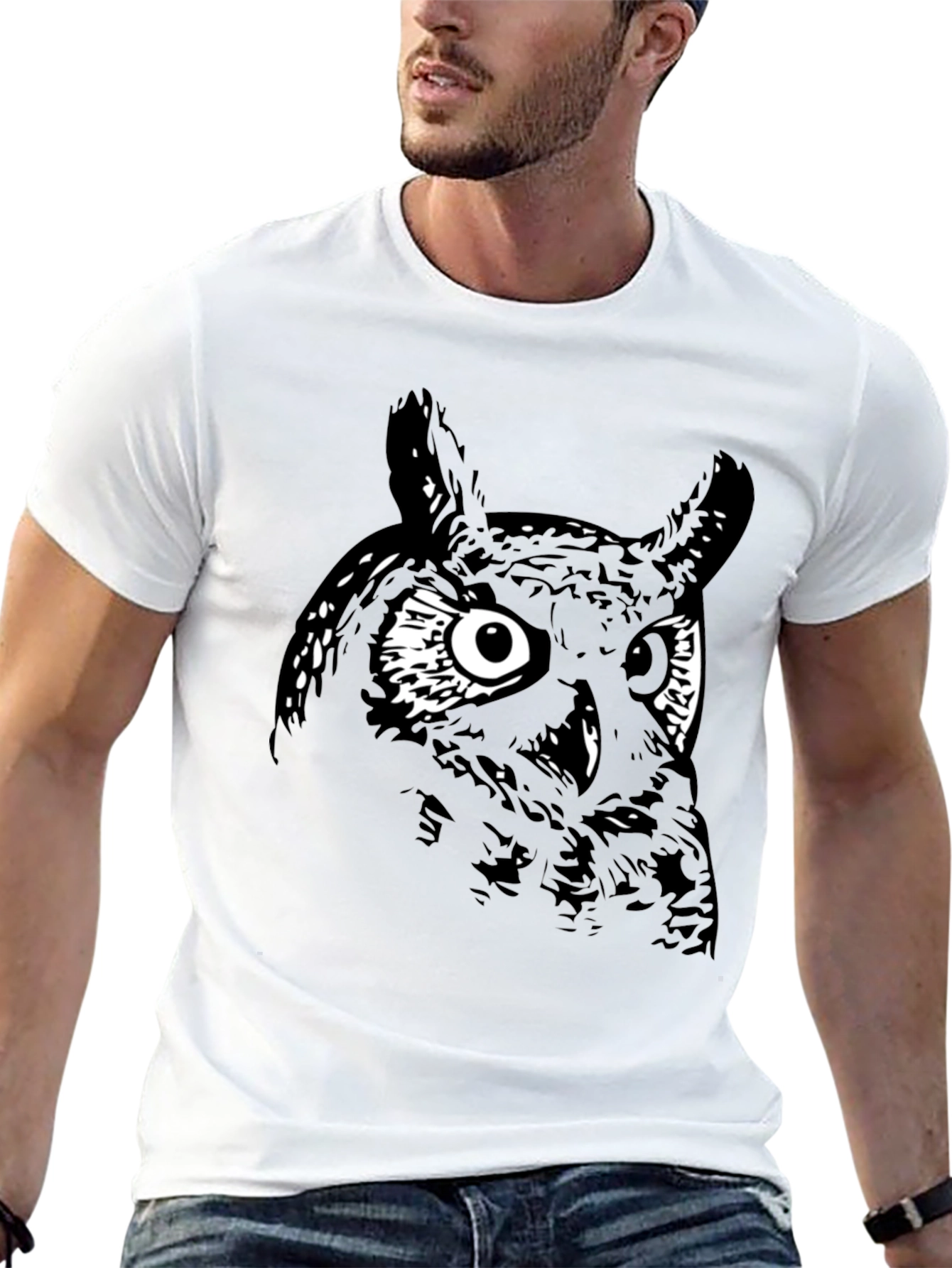 Black Men's Black Owl Graphic Tee view 13